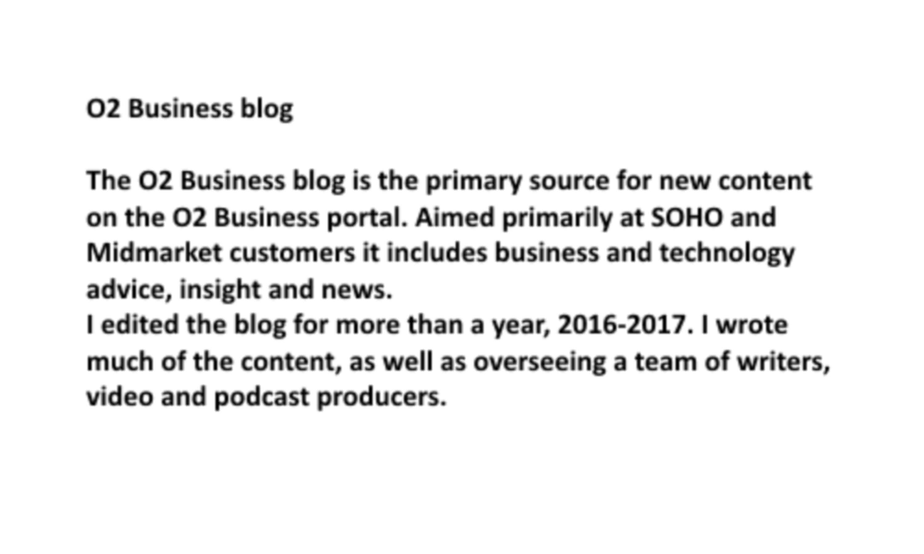O2 Business blog by Dave Oliver