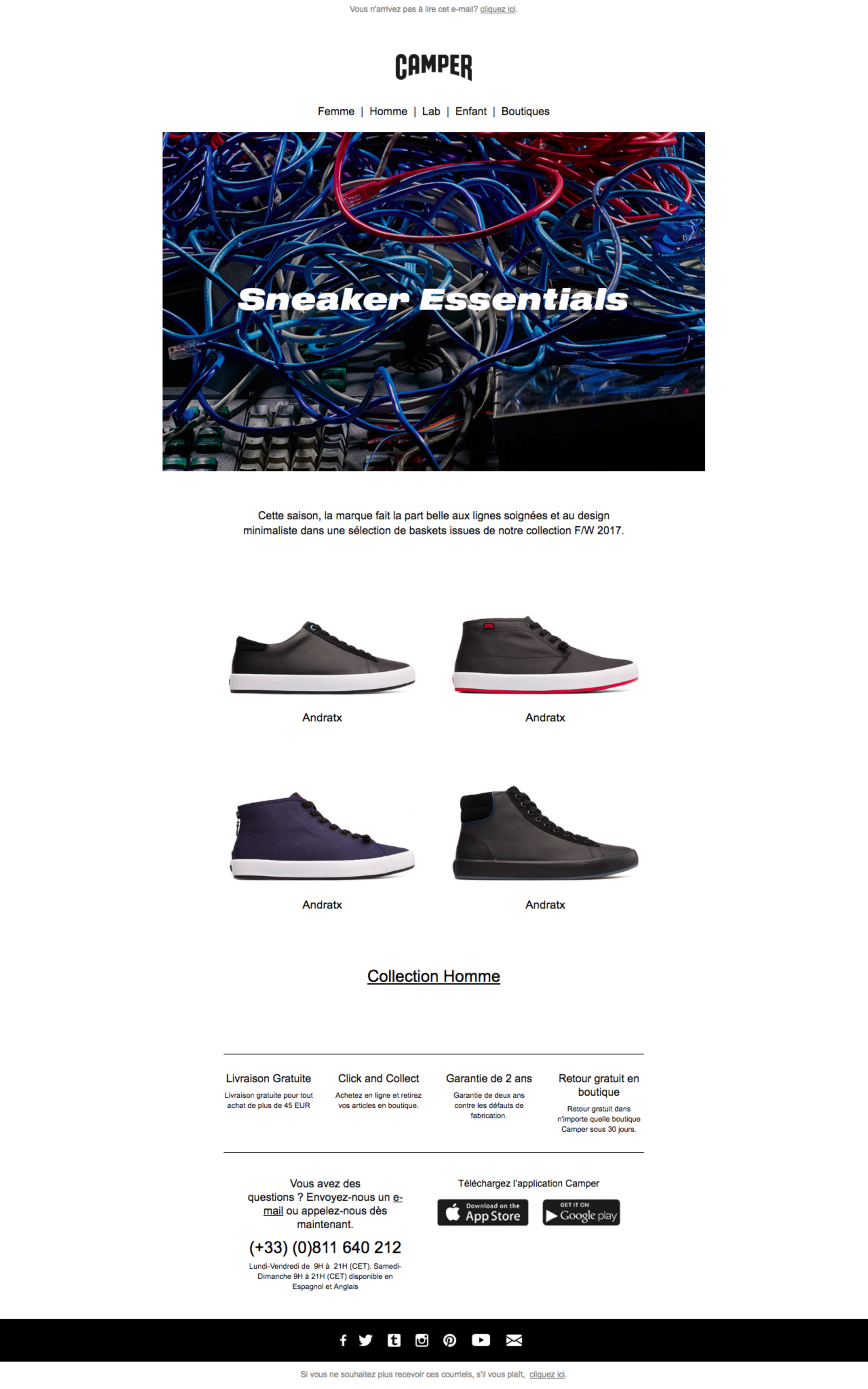CAMPER : creation/revision of copy for the newsletters of Camper France by Jean-François Adjabahoué