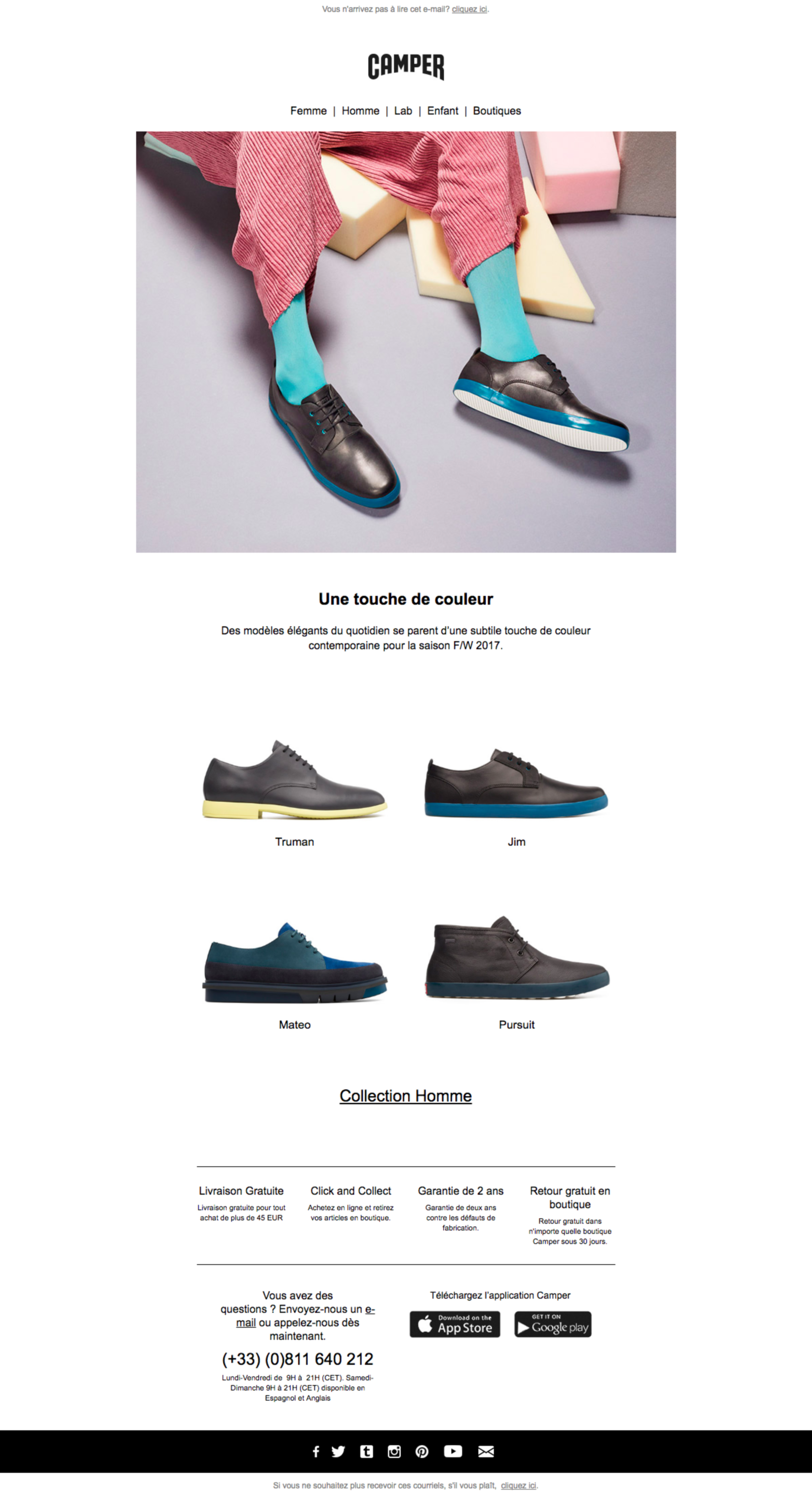 CAMPER : creation/revision of copy for the newsletters of Camper France by Jean-François Adjabahoué