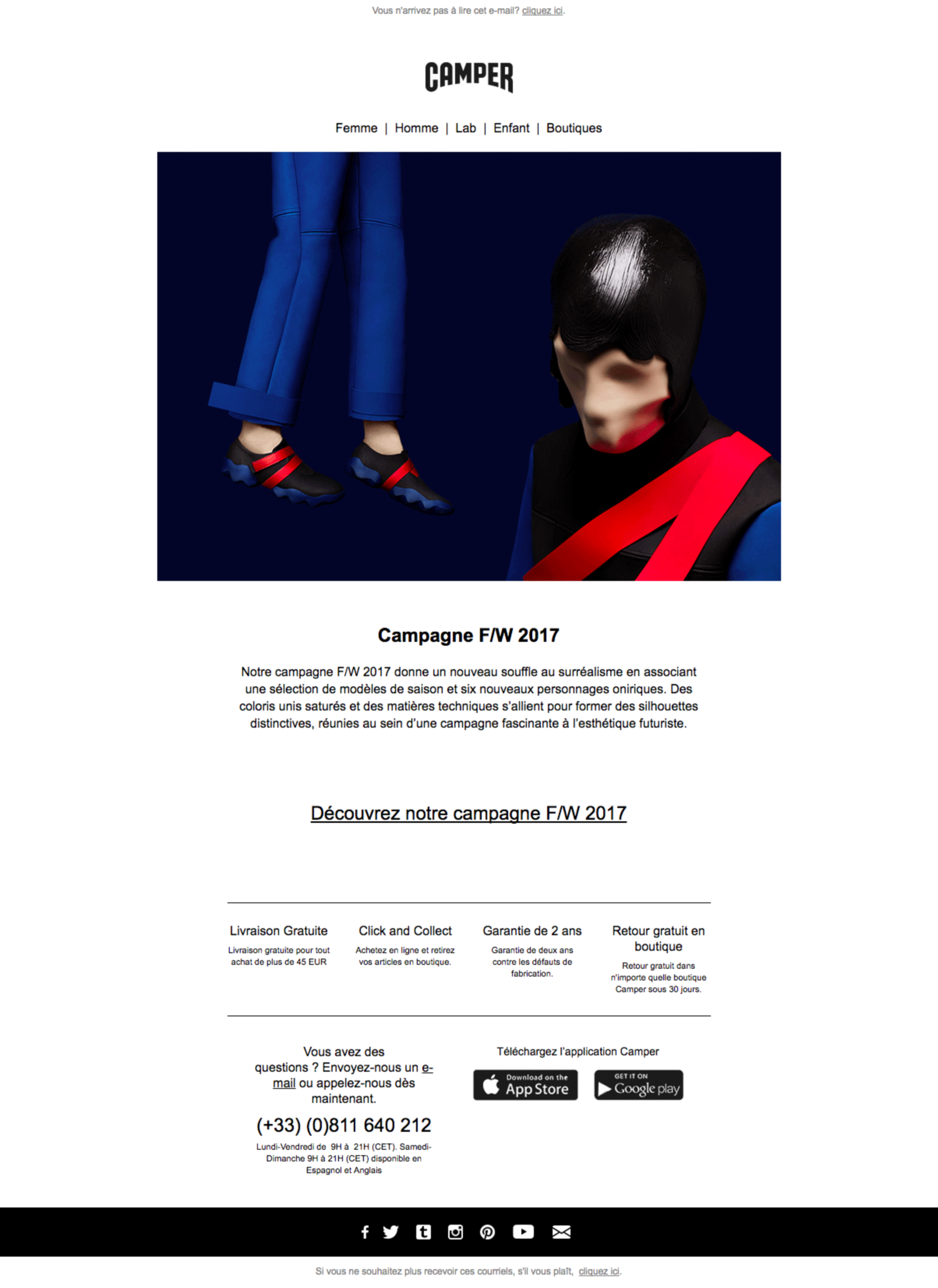 CAMPER : creation/revision of copy for the newsletters of Camper France by Jean-François Adjabahoué