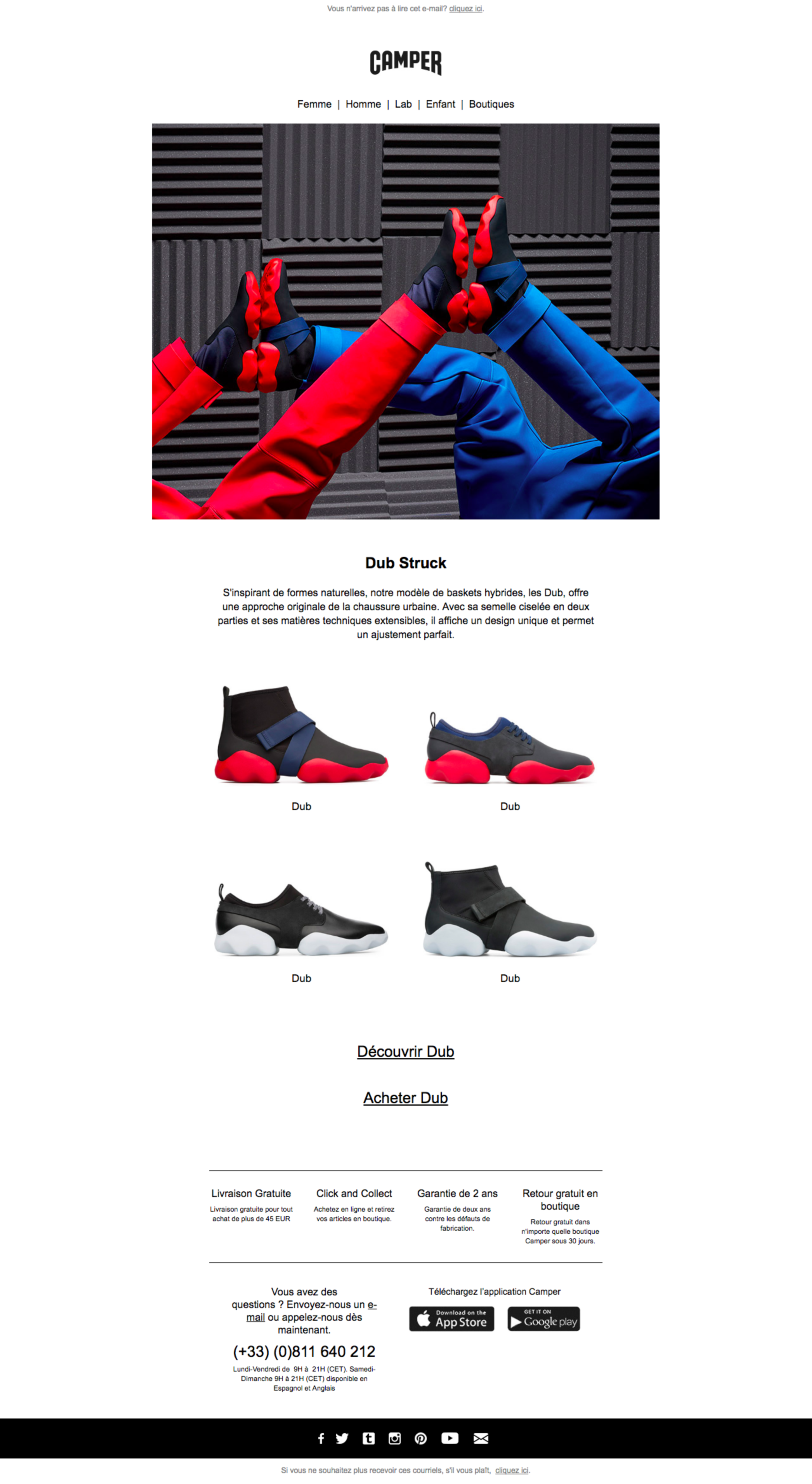 CAMPER : creation/revision of copy for the newsletters of Camper France by Jean-François Adjabahoué