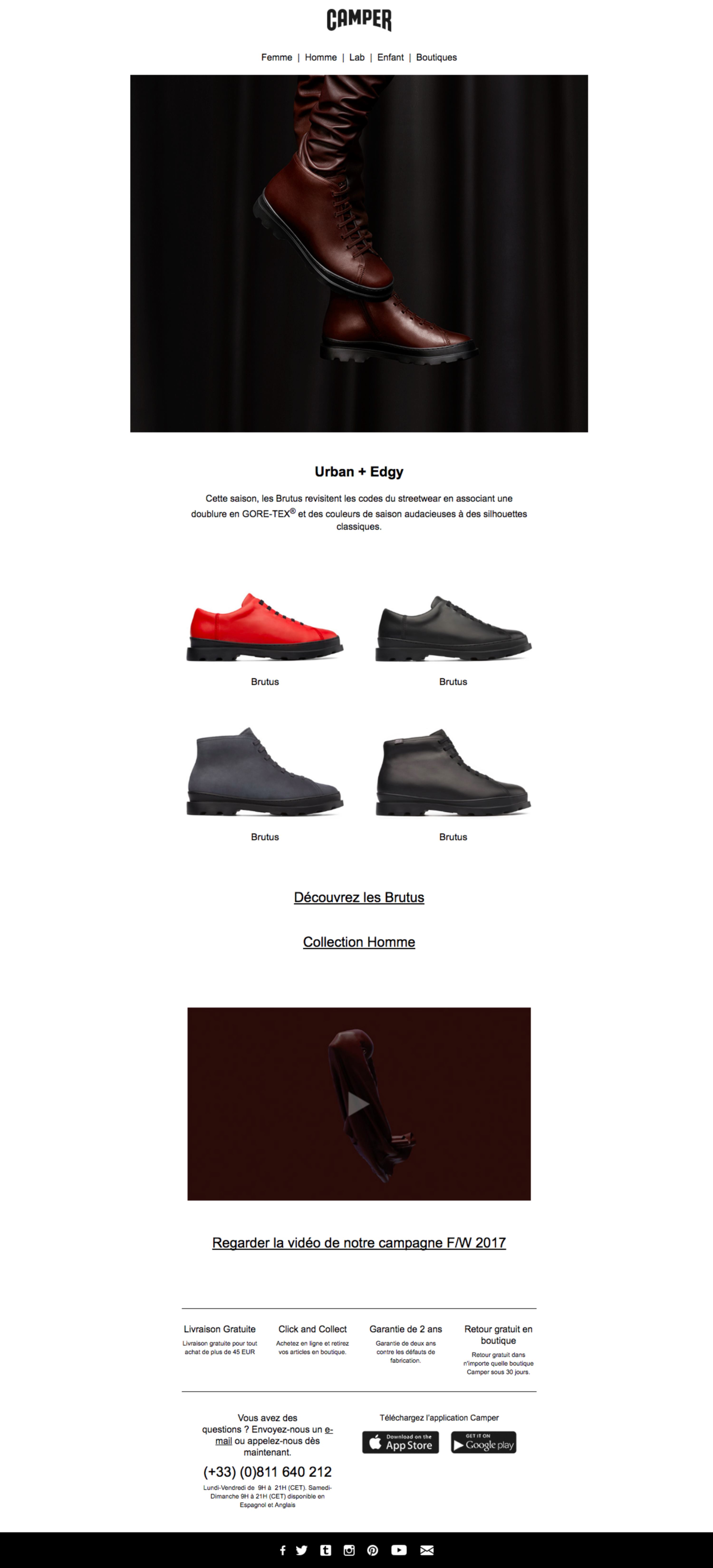 CAMPER : creation/revision of copy for the newsletters of Camper France by Jean-François Adjabahoué