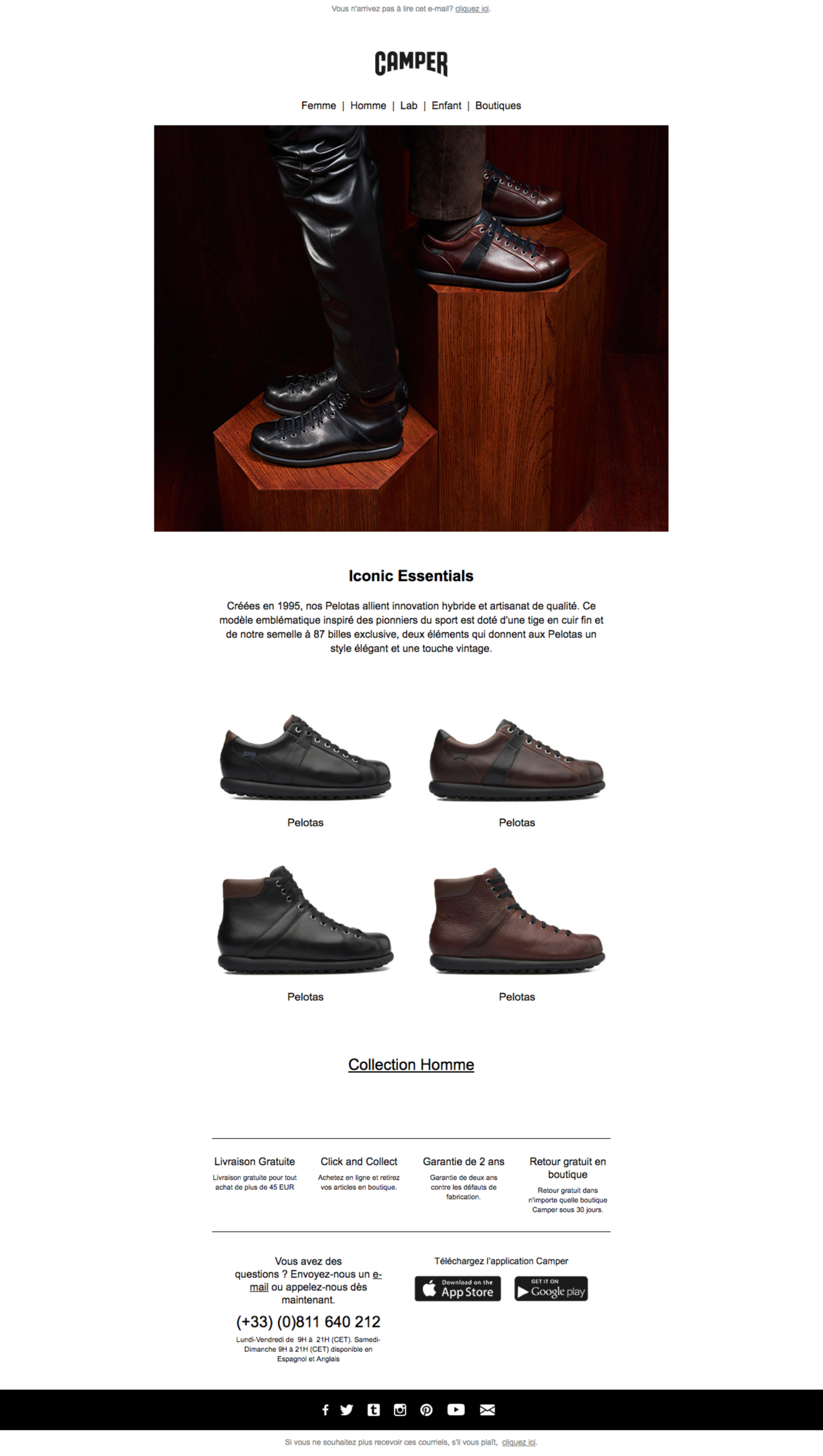 CAMPER : creation/revision of copy for the newsletters of Camper France by Jean-François Adjabahoué