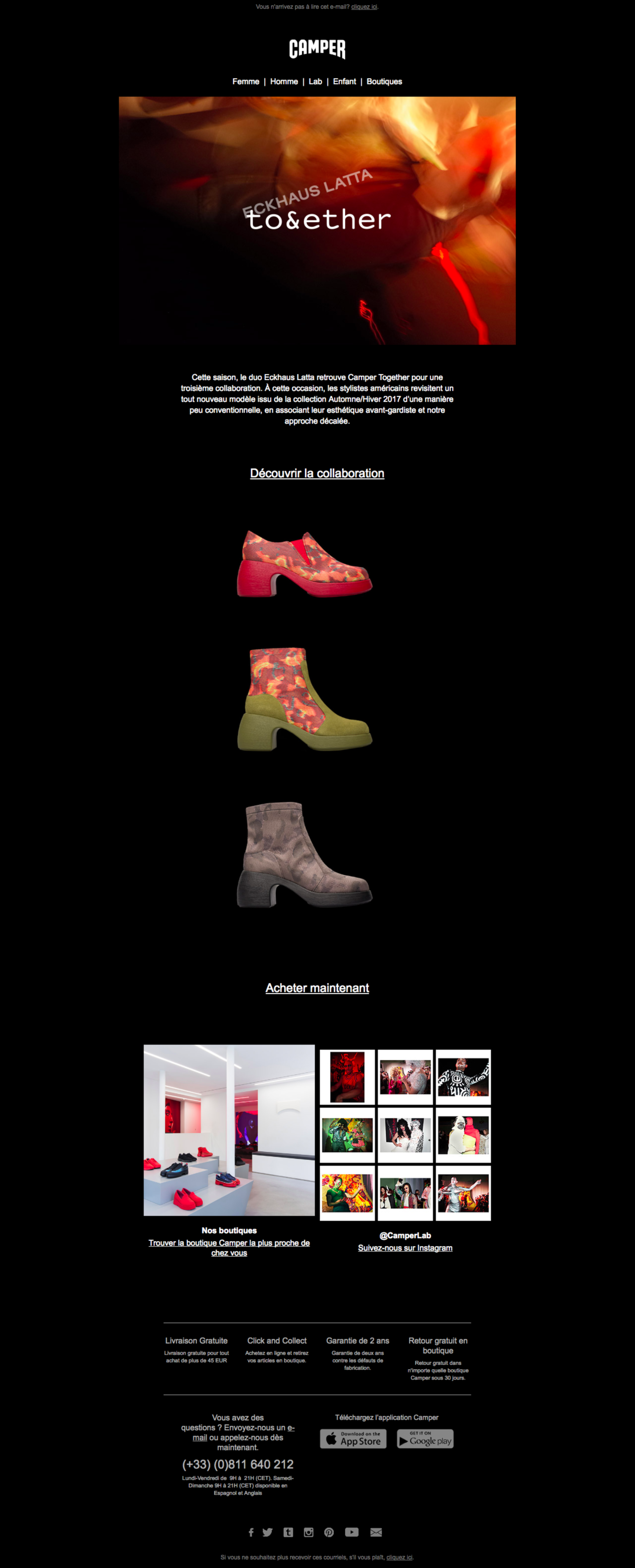CAMPER : creation/revision of copy for the newsletters of Camper France by Jean-François Adjabahoué