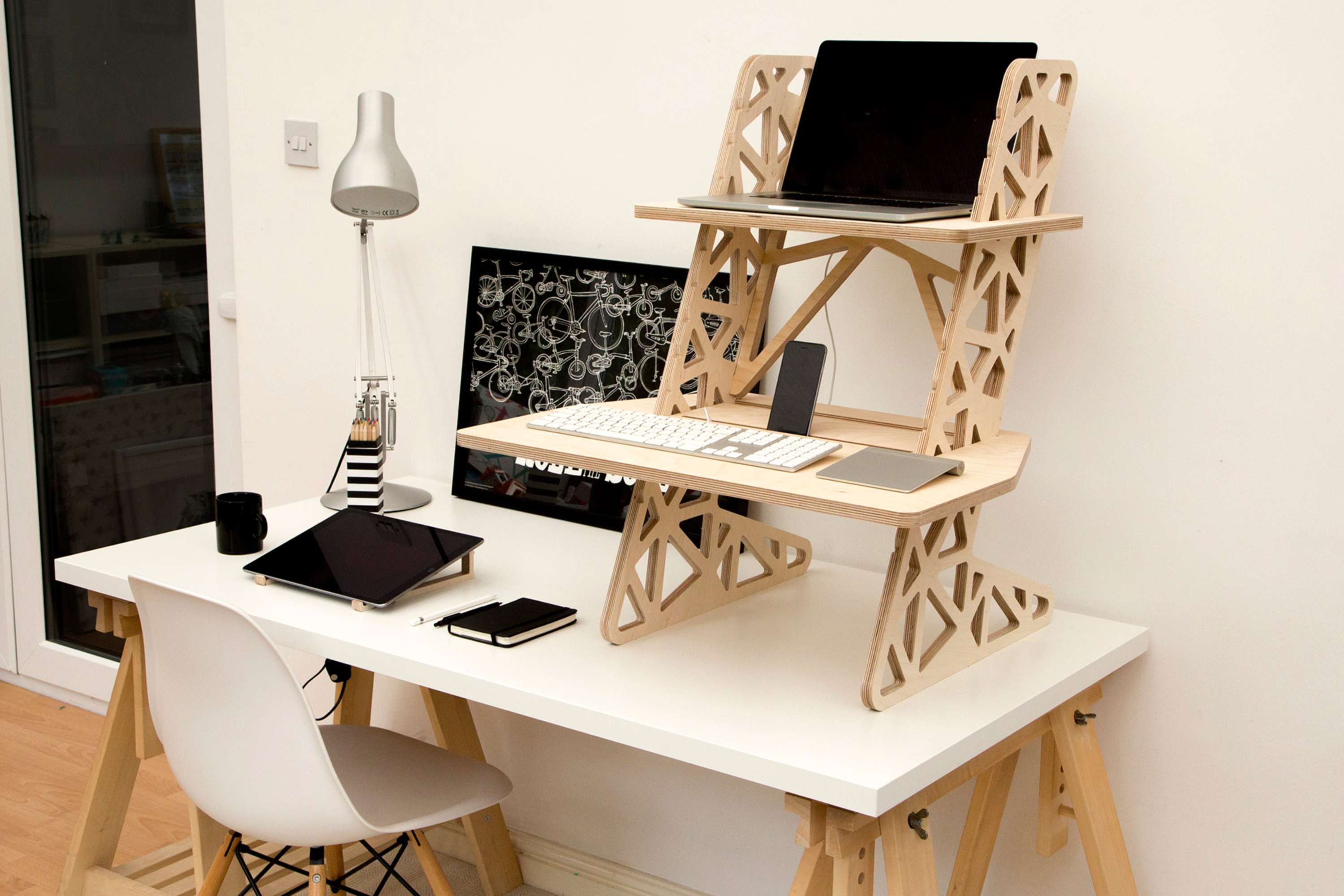 Helmm Standing Desks And Laptop Stands The Dots Design Develop And Ion Of Standing Desk Converters Portable Laptop Stands For Helmm Produced In The Uk Using Sustainable Plywood Precision Cnc Cut