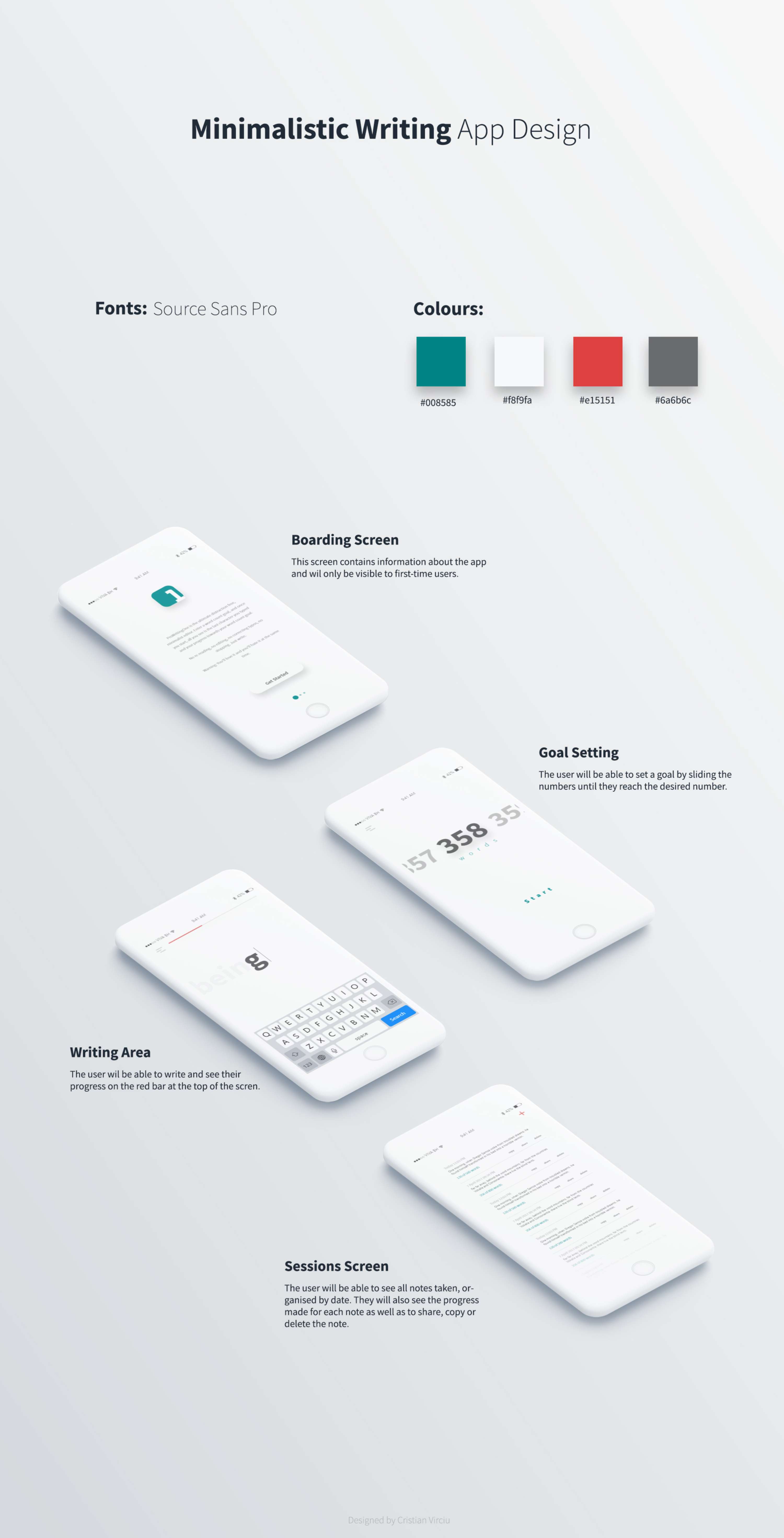 WRITING/NOTE-TAKING APP DESIGN CONCEPT by Cristian Virciu