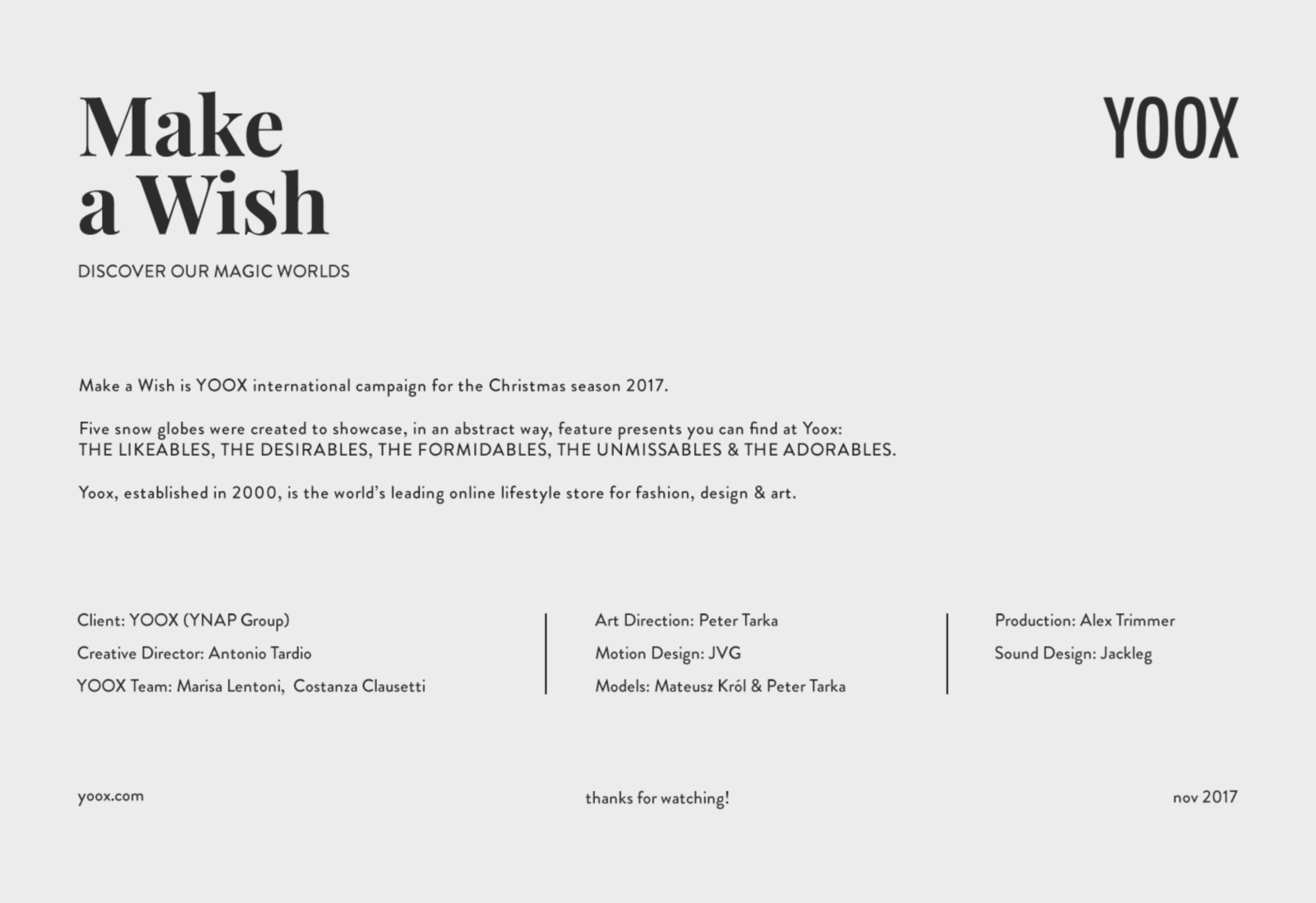 Yoox: Make a Wish by JVG Studio