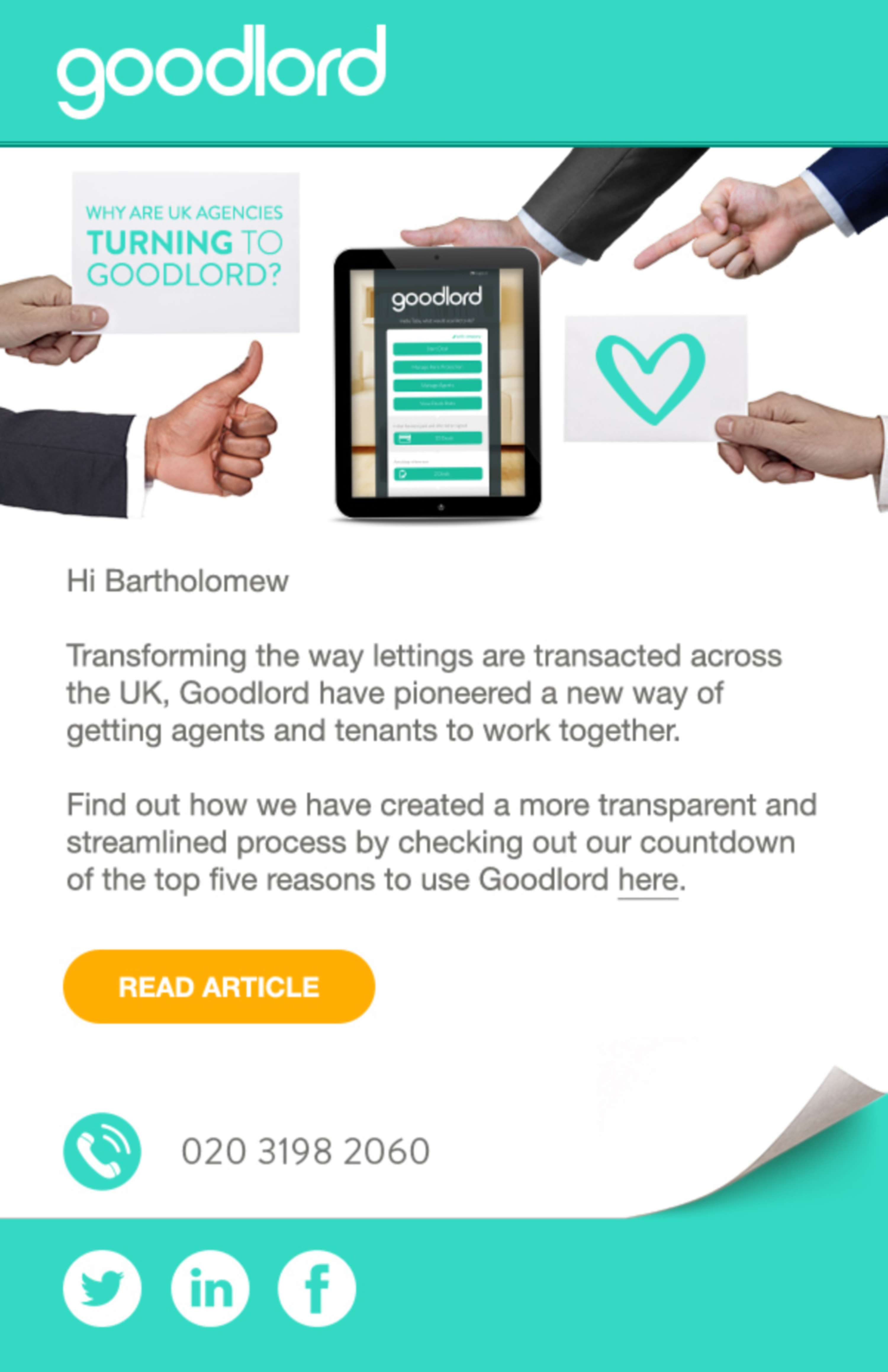 Email, motion design & Rebranding for Goodlord by Jerome White