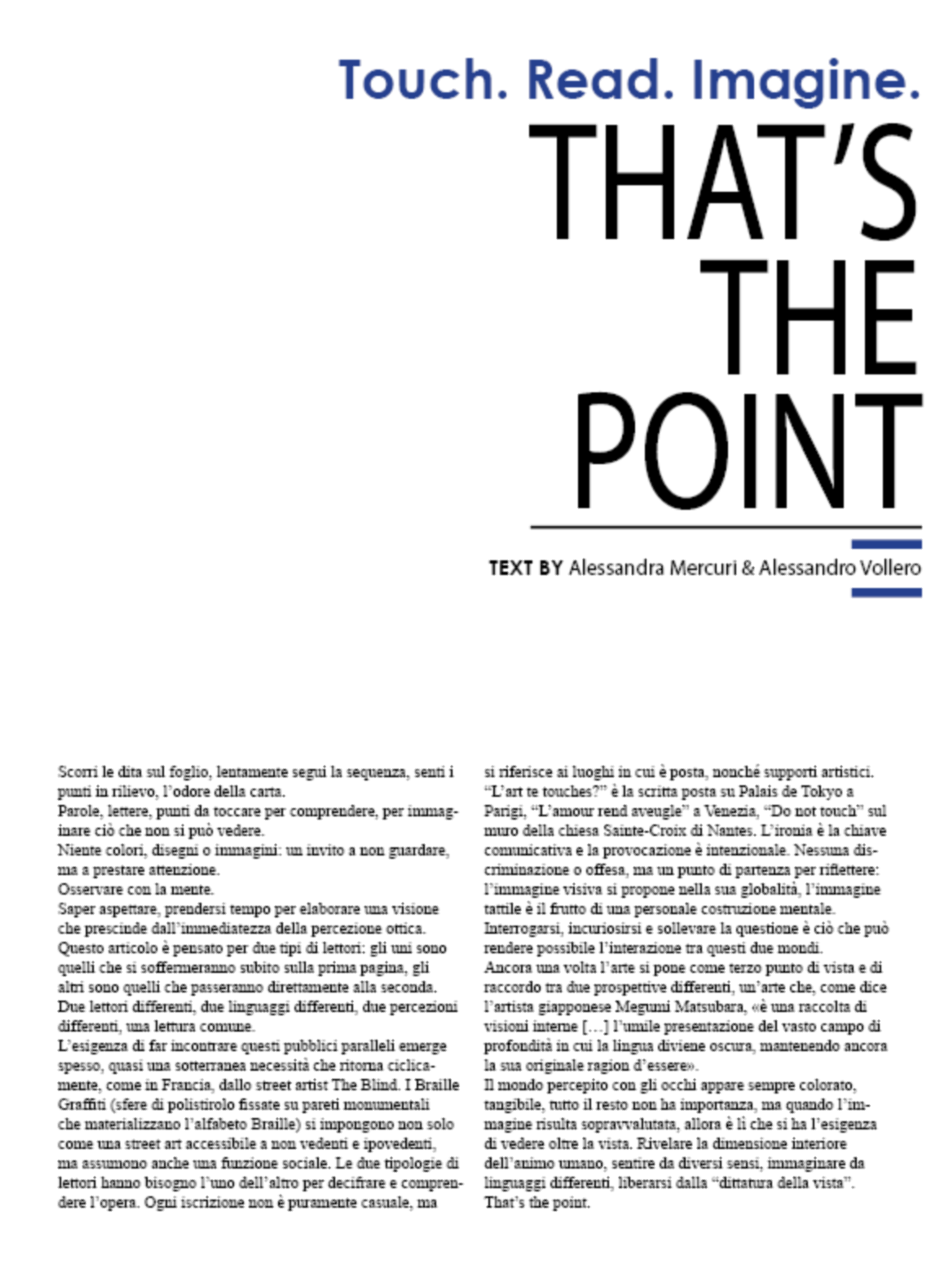 That's the point - Editorial project by Alessandra Mercuri