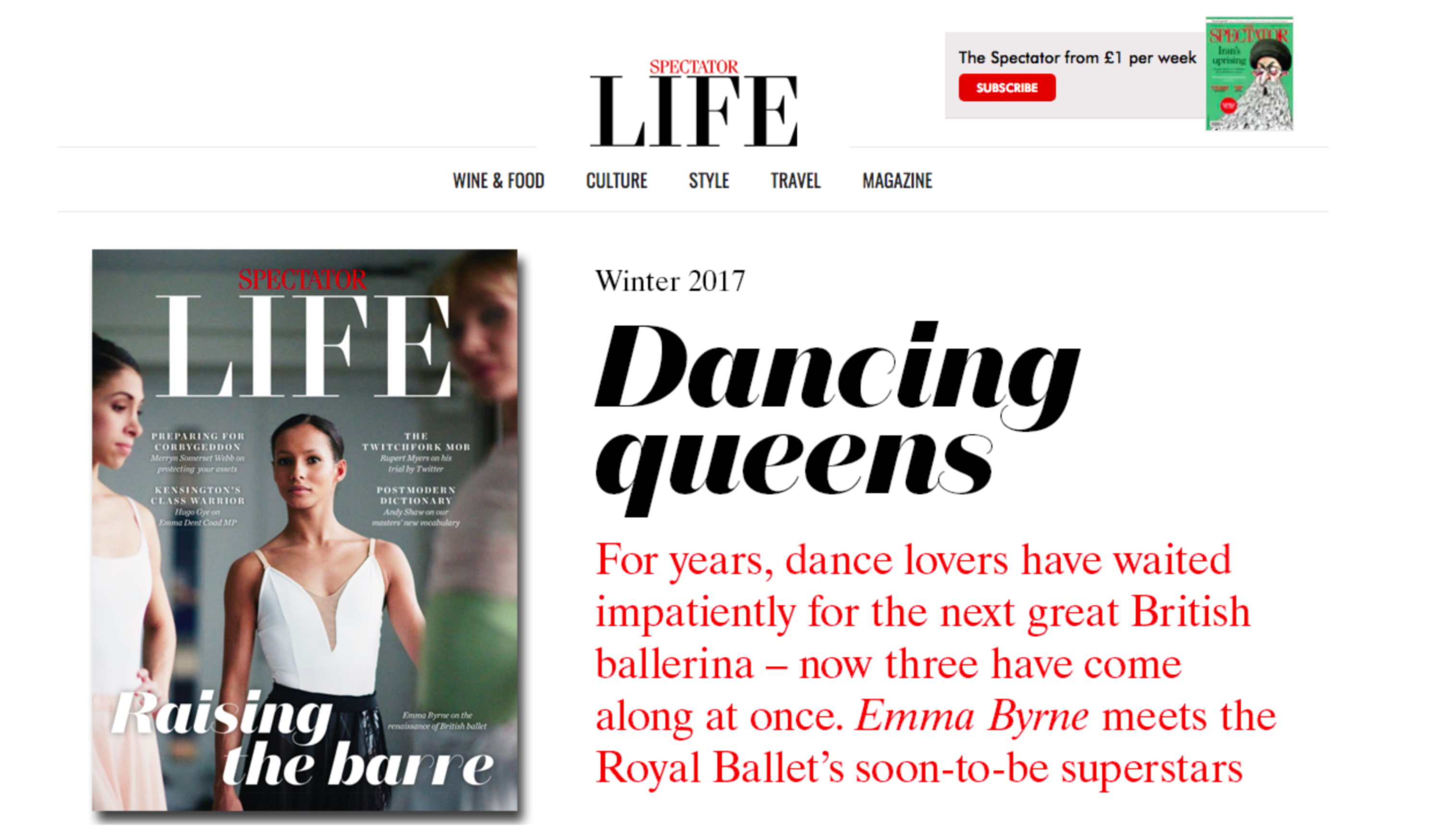 Spectator Life website by Will Gore
