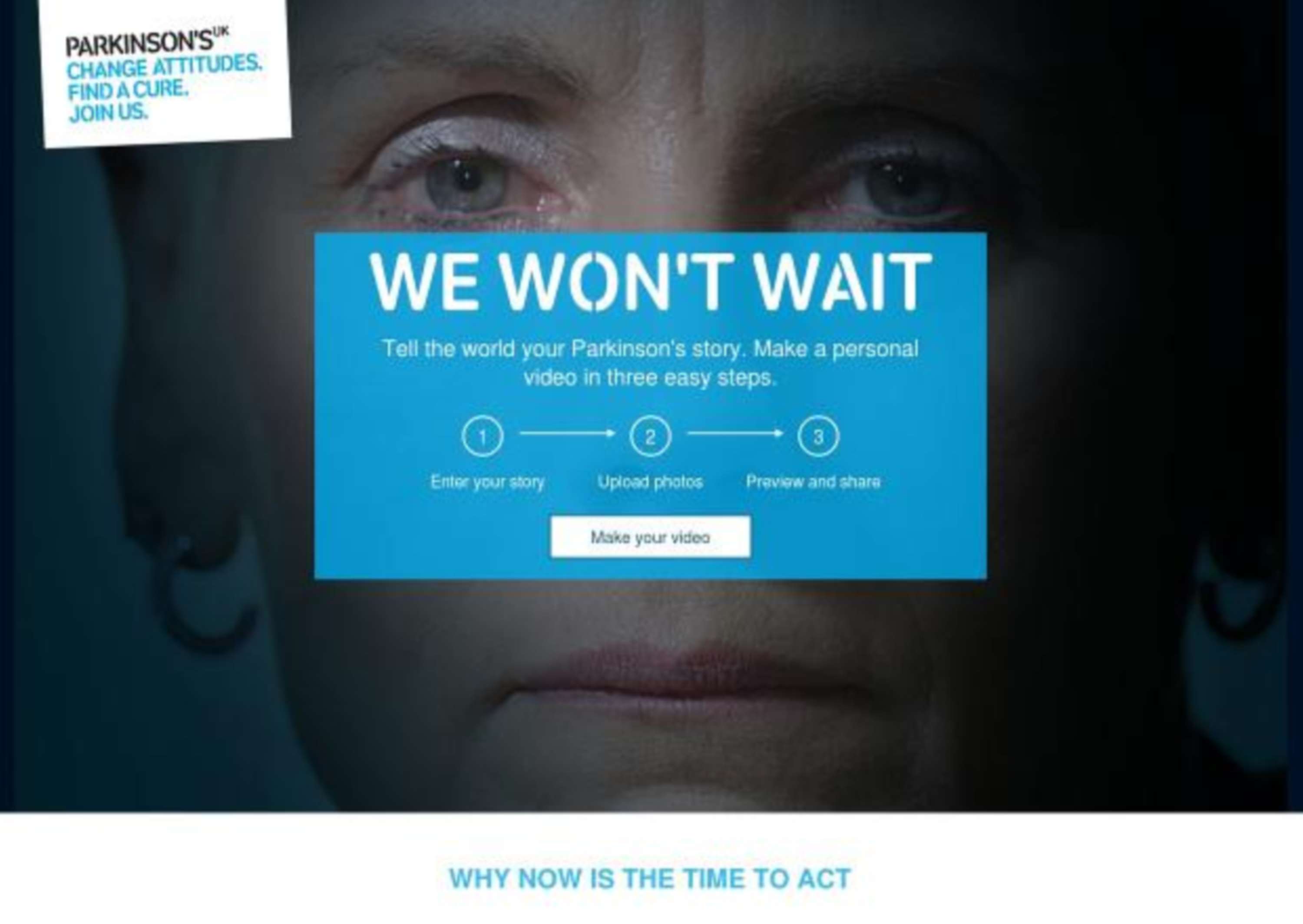 Parkinson's UK - We Won't Wait: responsive microsite and personalised video by Ed Thomas