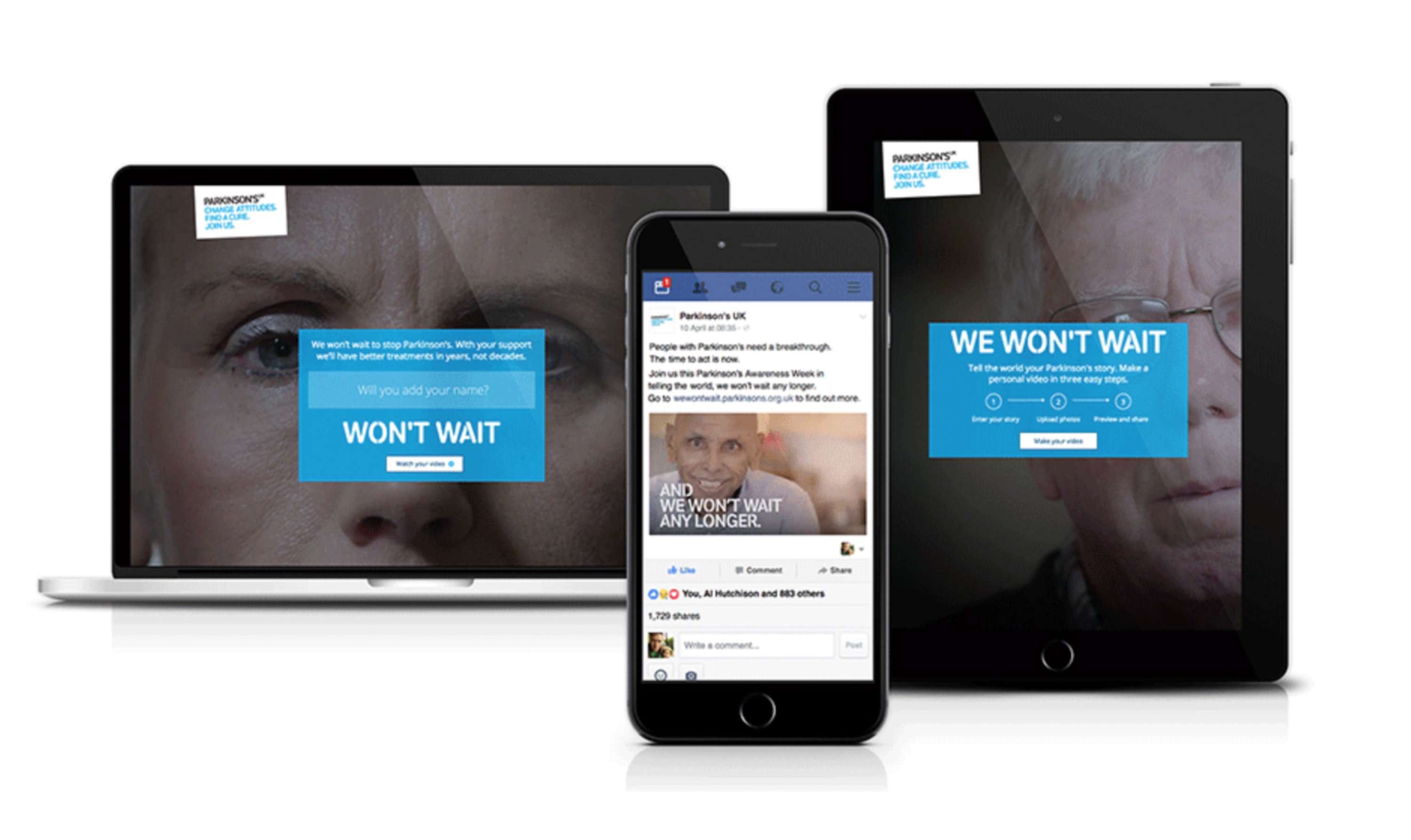 Parkinson's UK - We Won't Wait: responsive microsite and personalised video by Ed Thomas