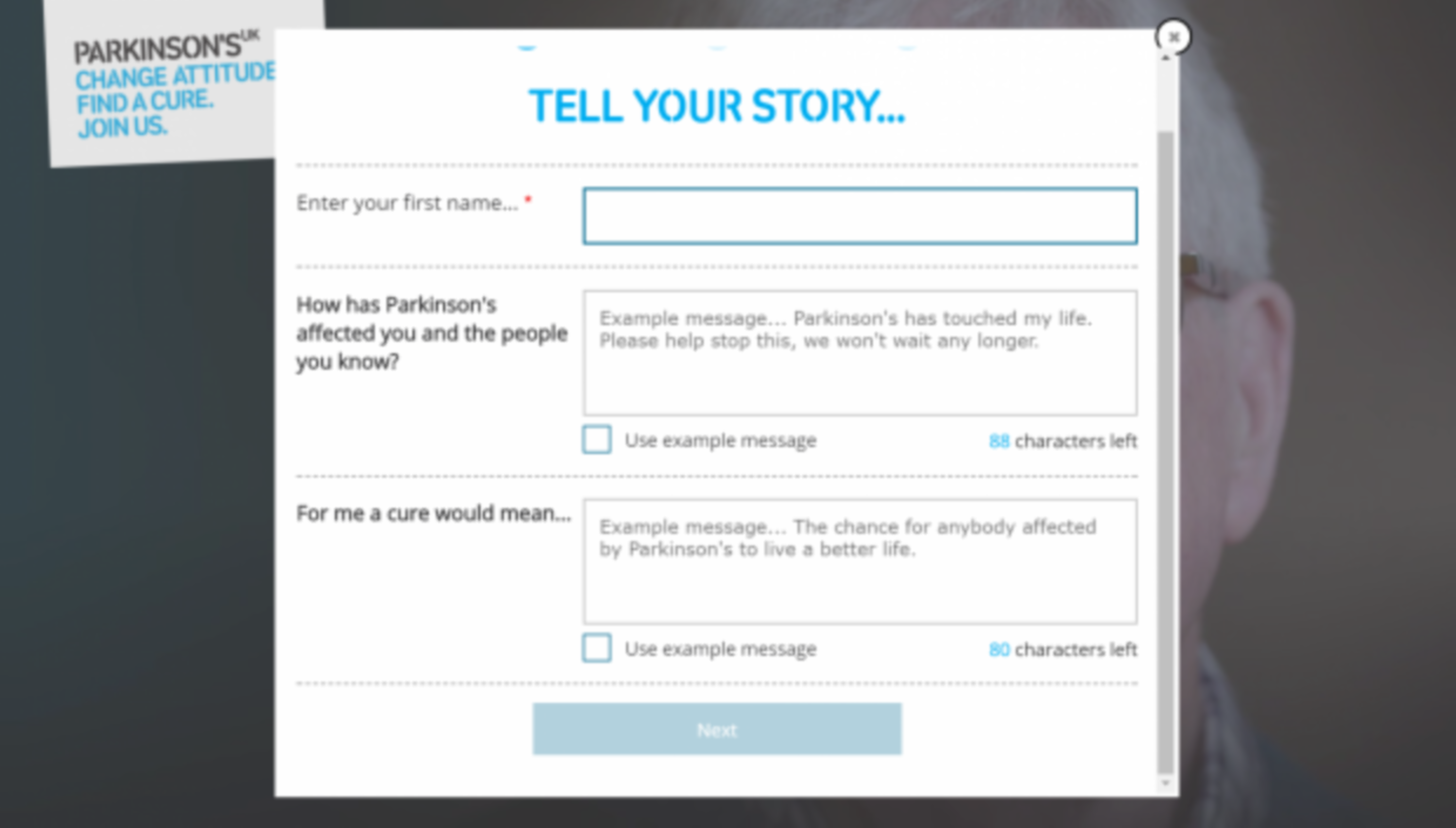 Parkinson's UK - We Won't Wait: responsive microsite and personalised video by Ed Thomas