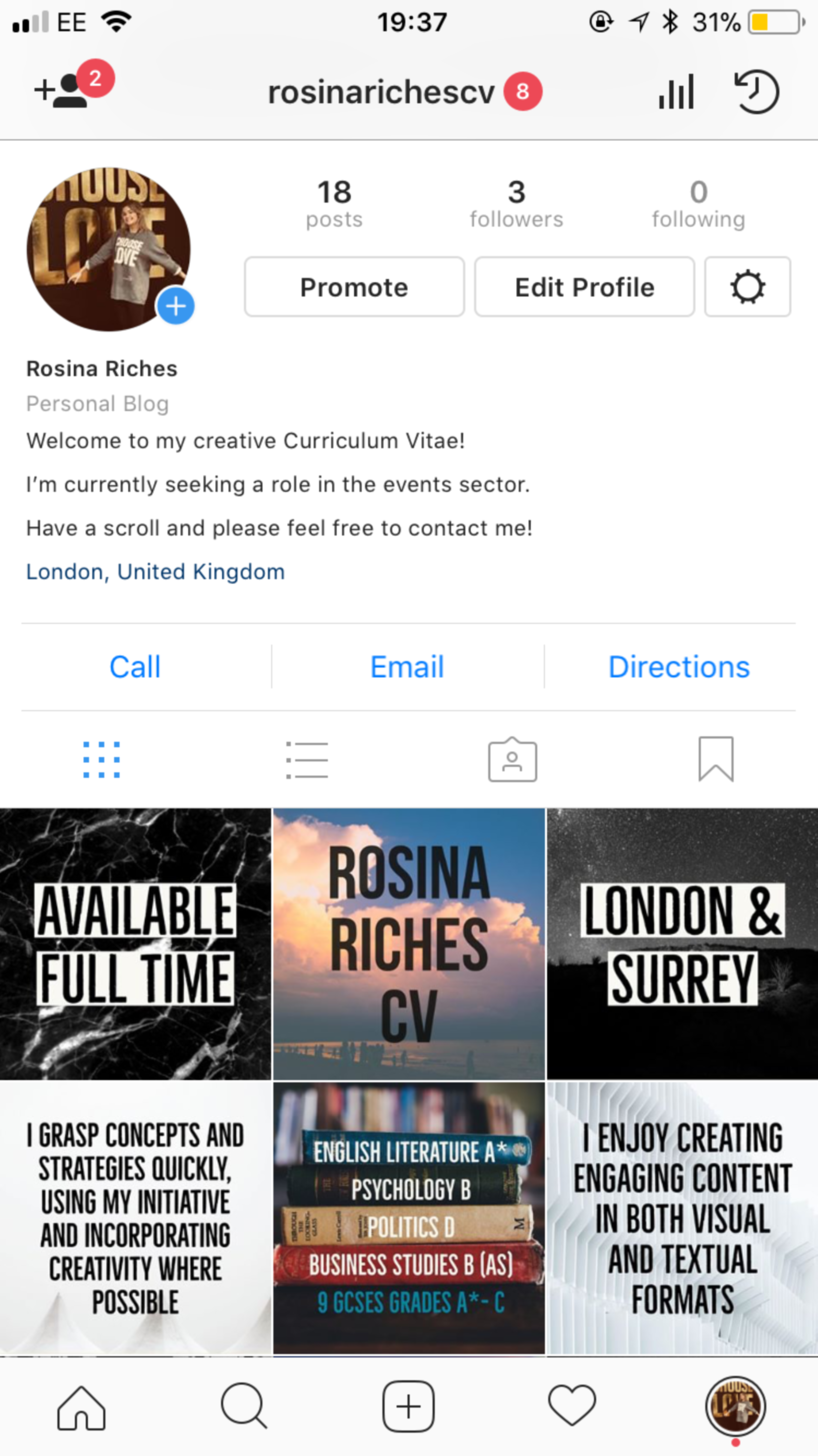 CREATIVE CV by Rosina Riches