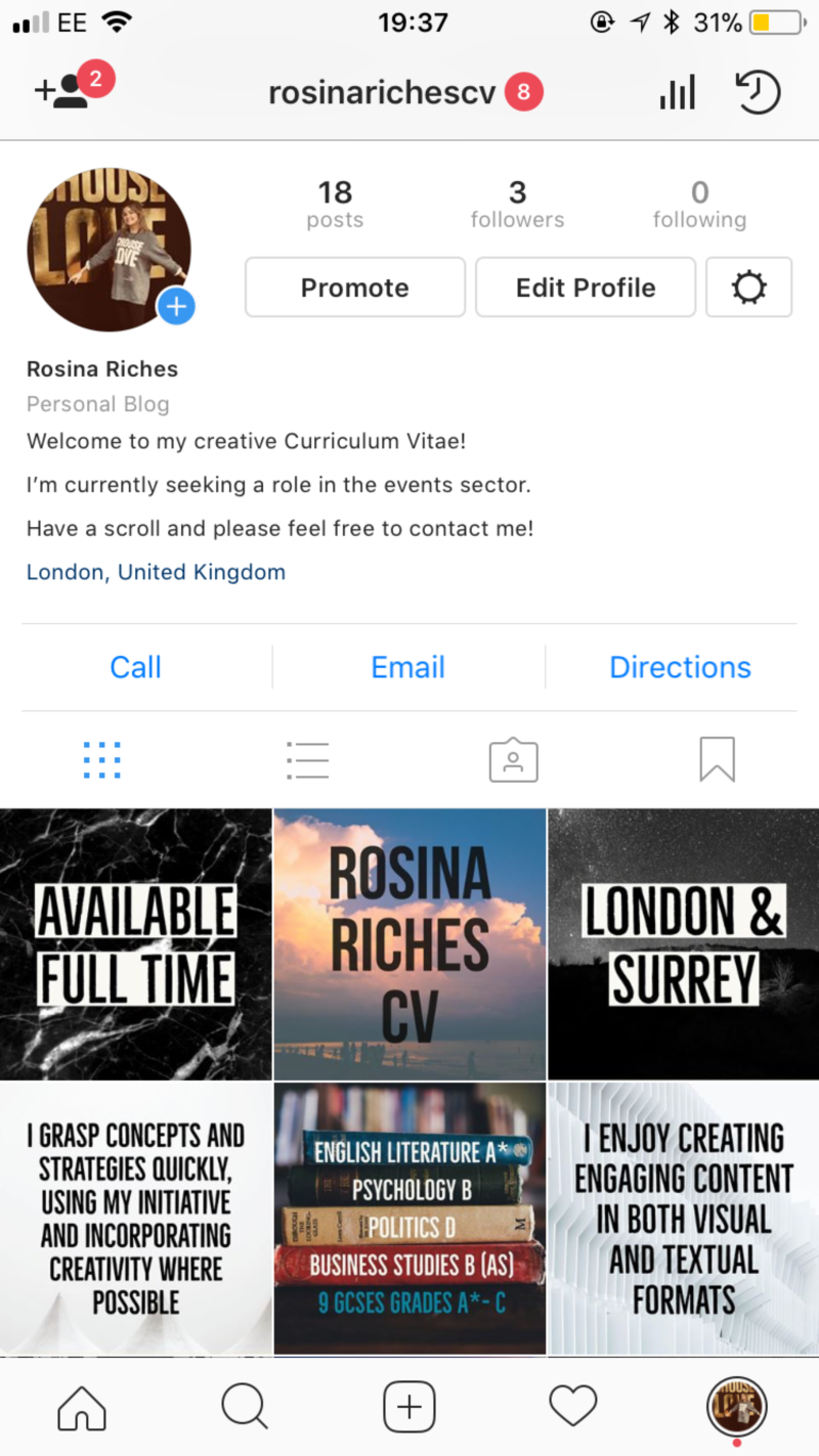 CREATIVE CV by Rosina Riches