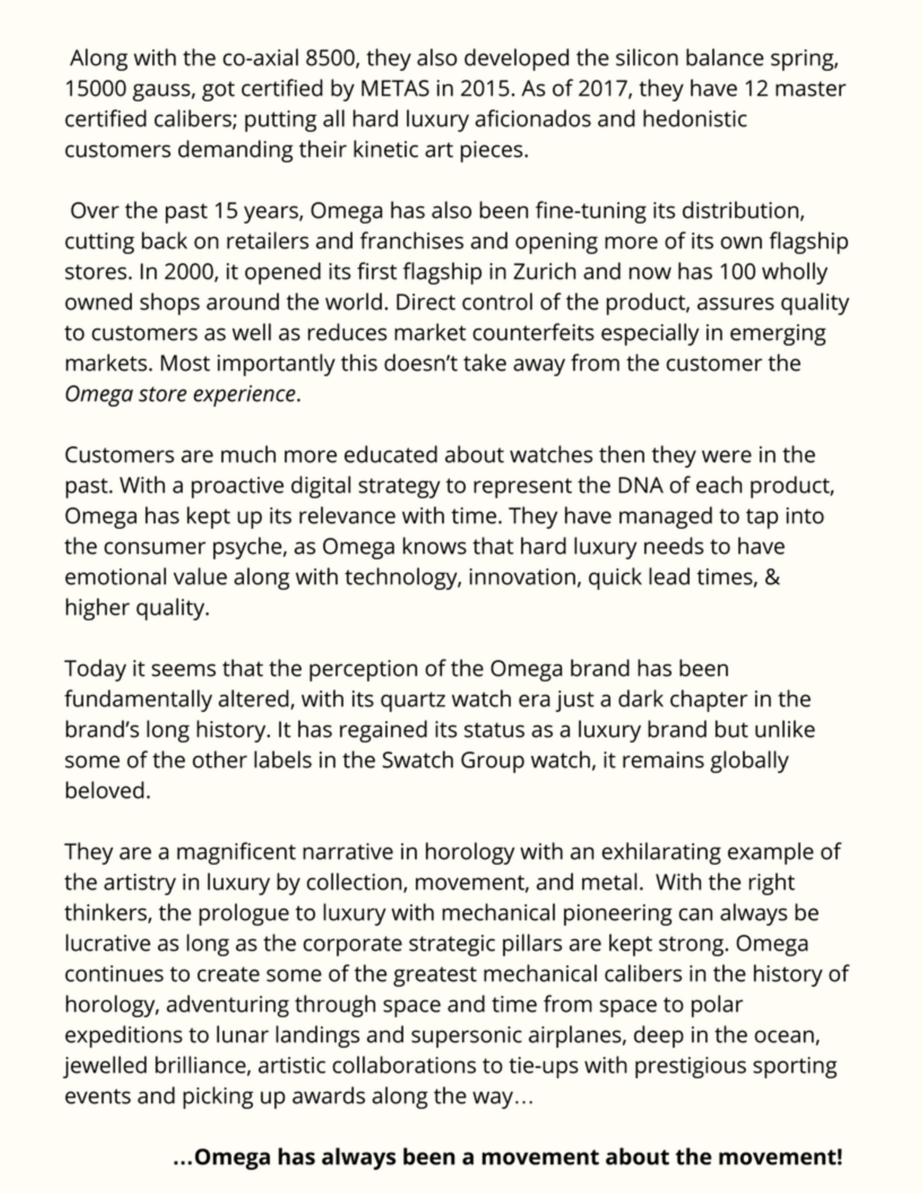 A chronicle of Omega's journey to reconstructing and relaunching their brand by Esha Singh