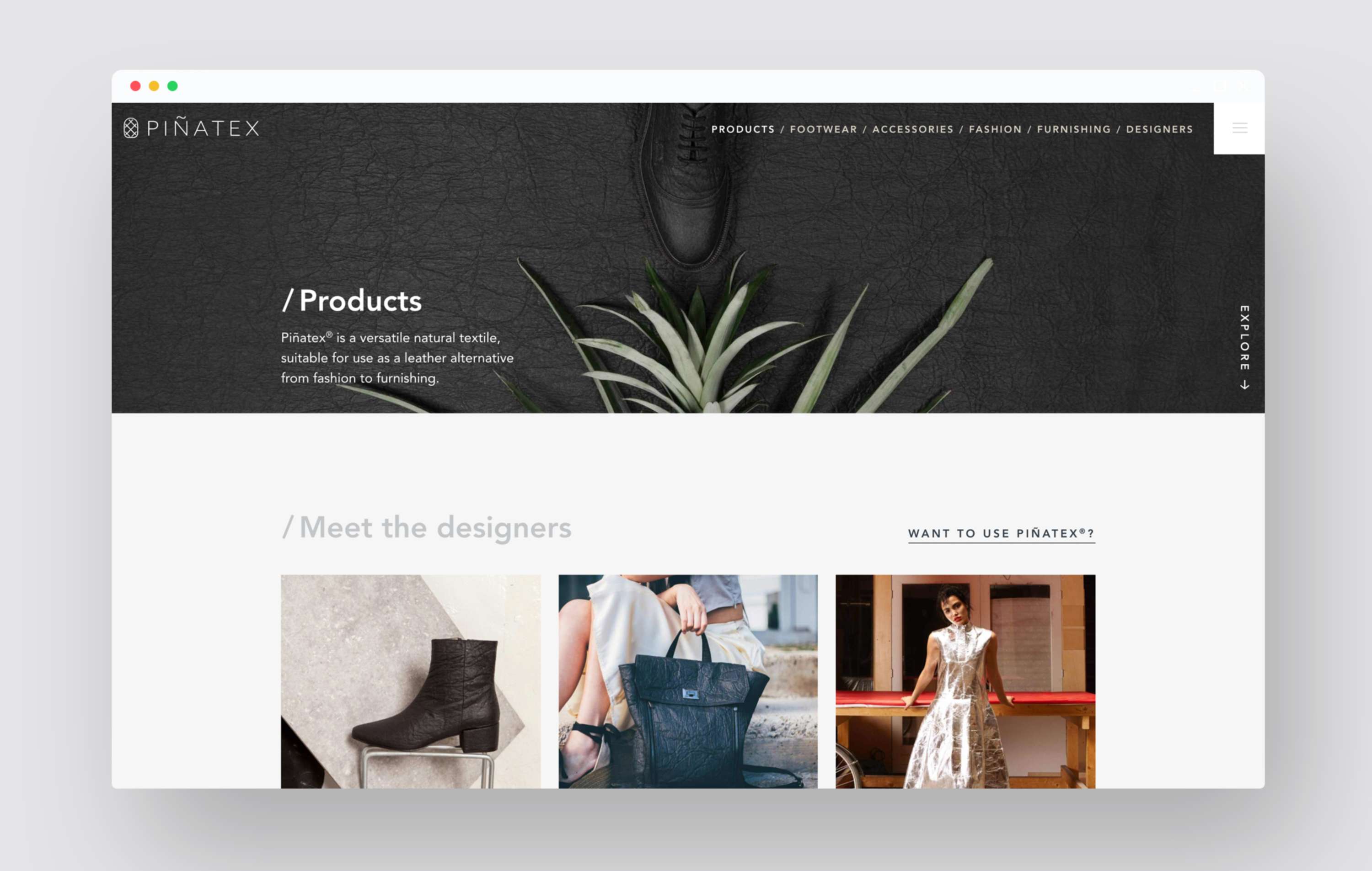 Piñatex website by Ben Jory