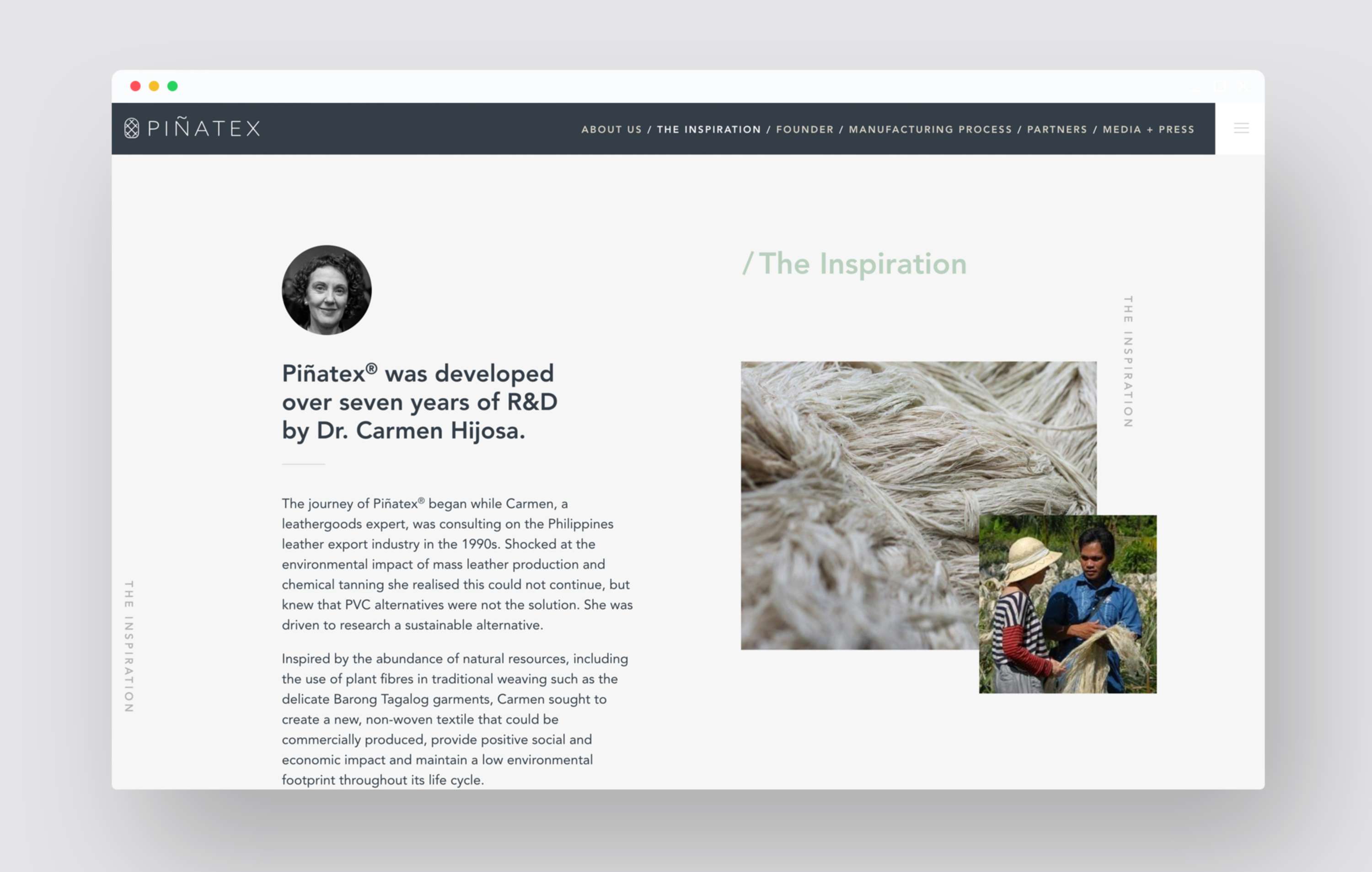 Piñatex website by Ben Jory