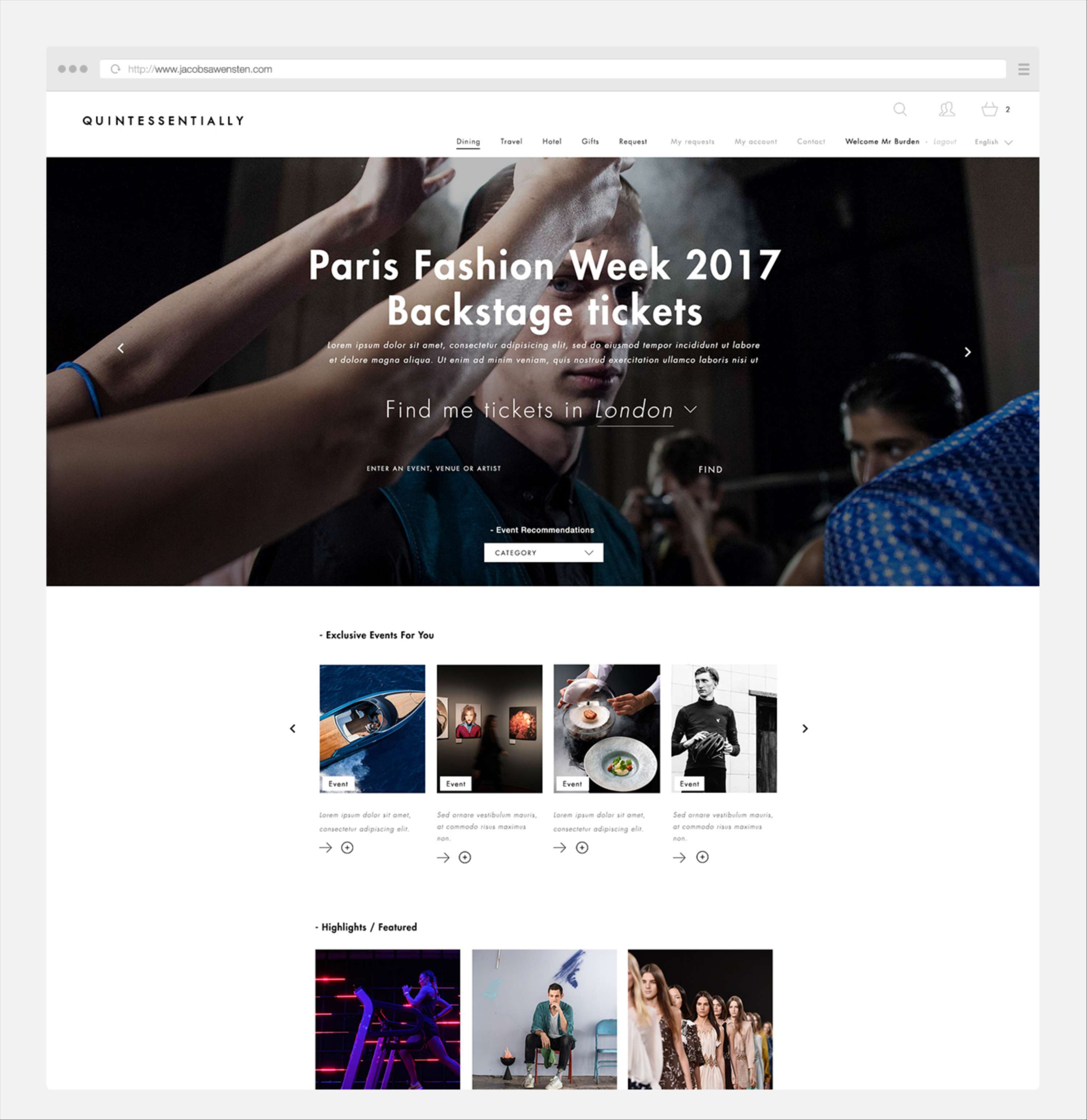 Website Design for Quintessentially Group - UI, UX concepting, e-commerce and responsive design by Chris Charalambous