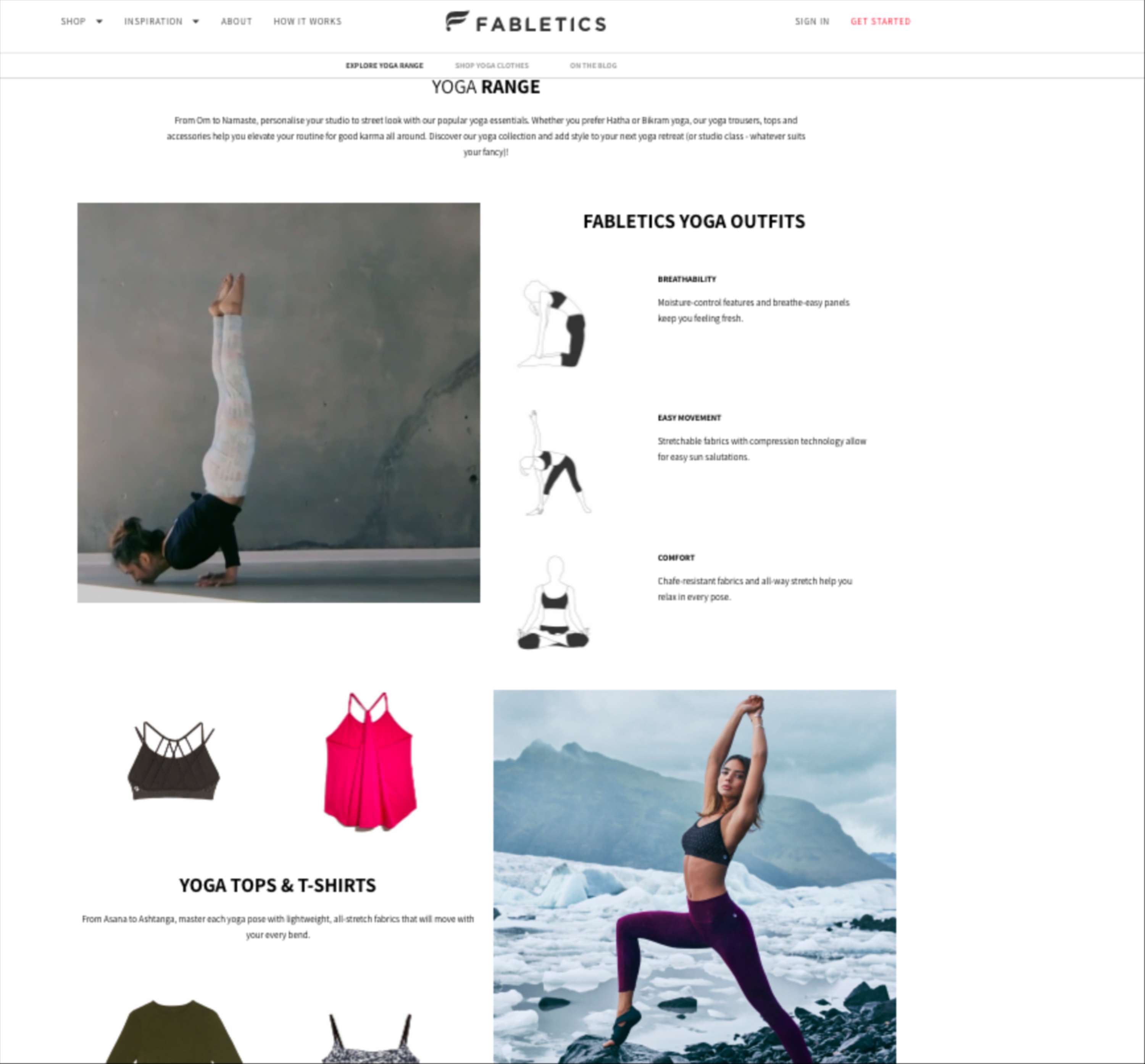 Fabletics content hub and category page design by Verena Brune