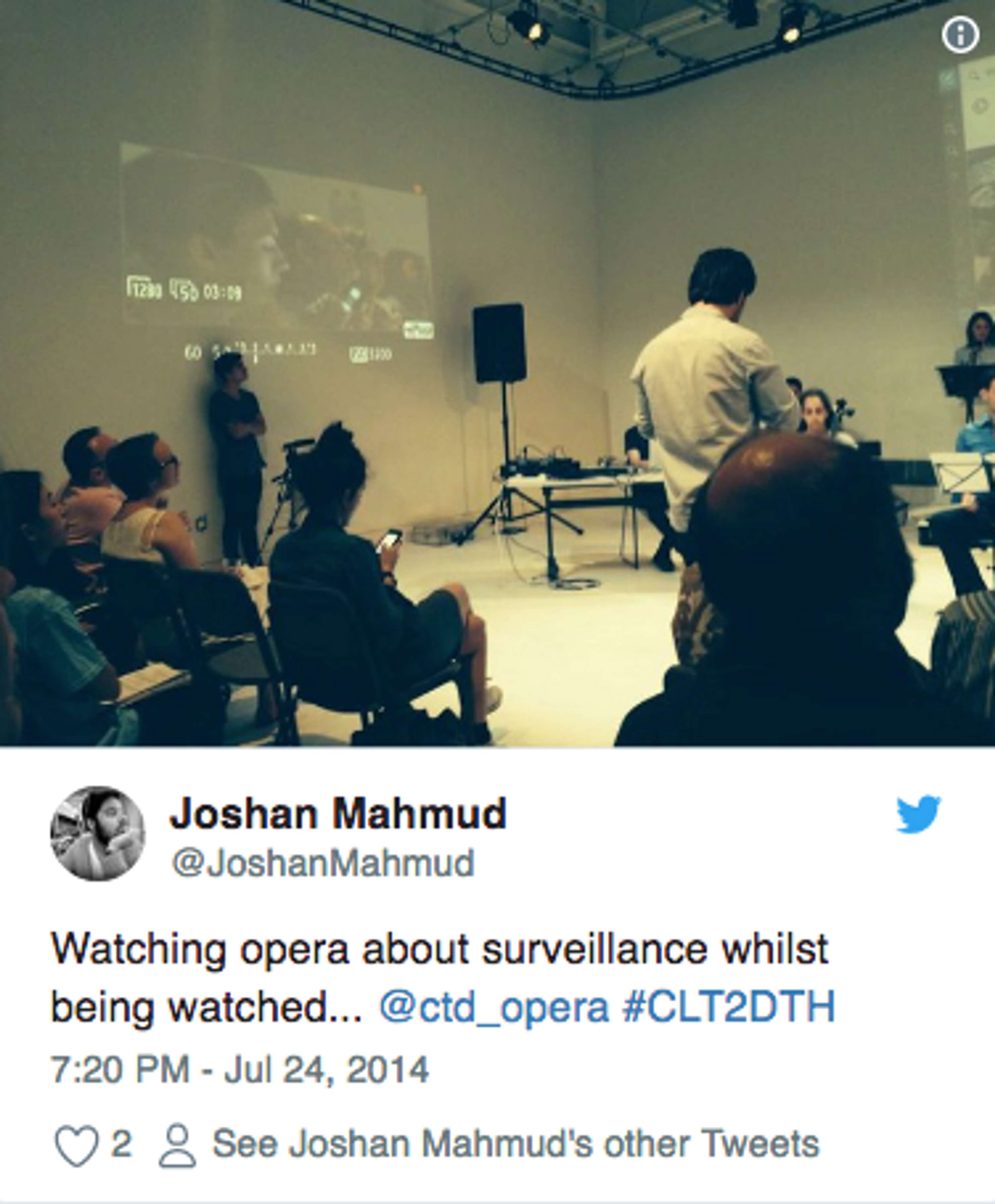 Live "surveillance" visuals for interactive opera performance by Mari Shibata
