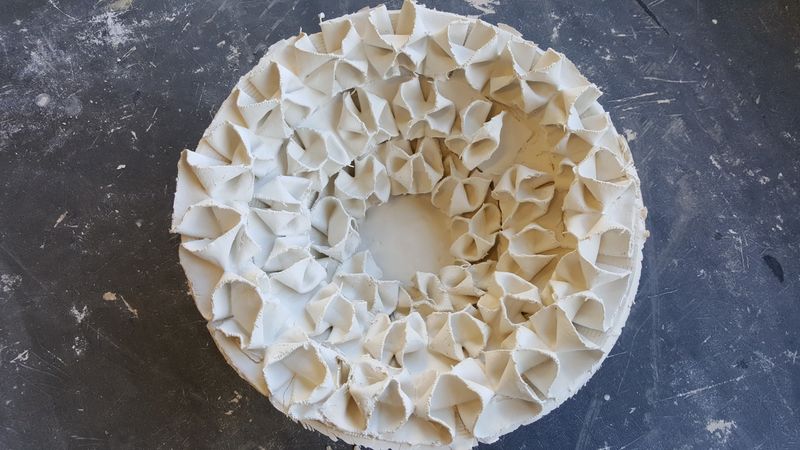 Porcelain Bowl - 2017 and Sculptural form - Inspired by textiles. by Sarah Kay Waters