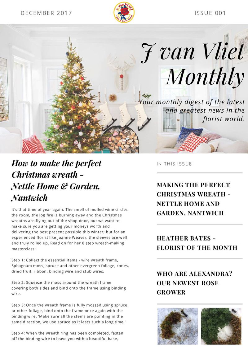 Newsletter for J van Vliet Flower Group by Ben Cooke