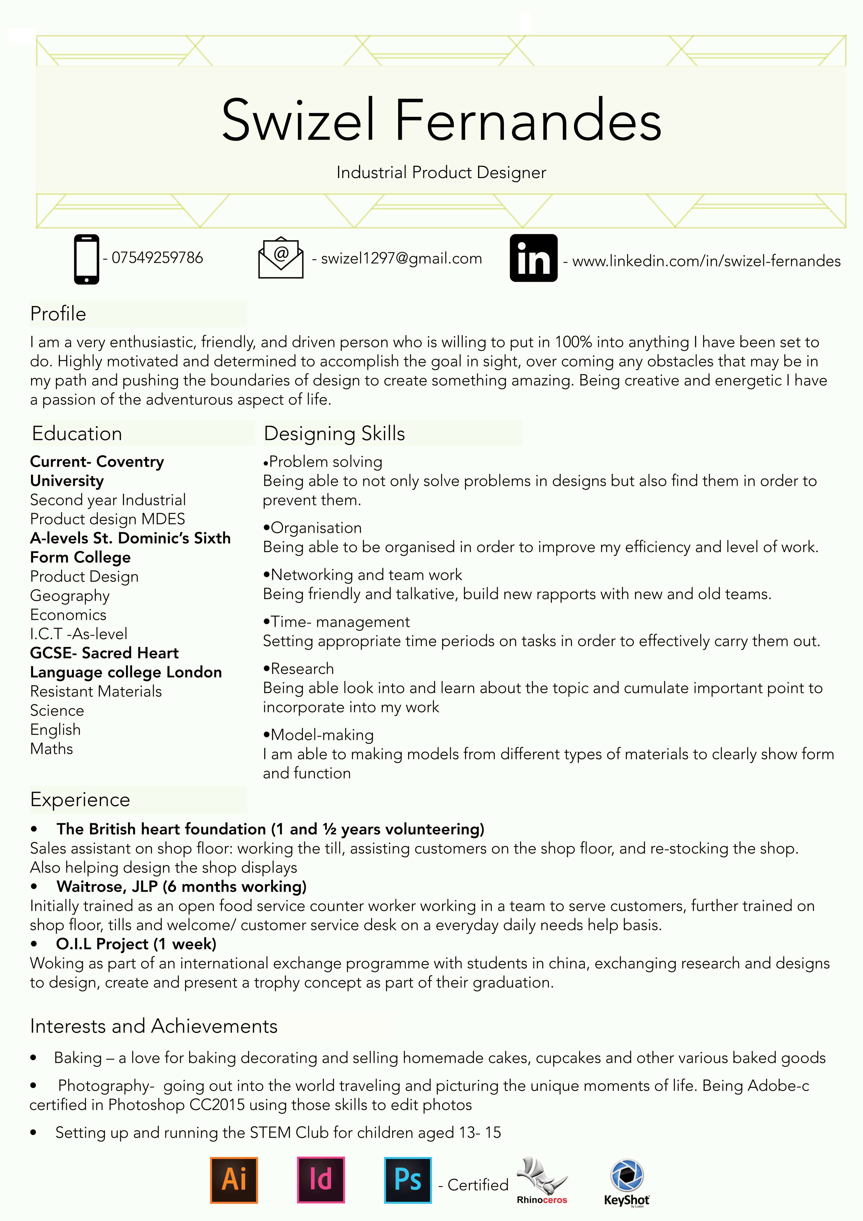 Creative Design CV by swizel fernandes