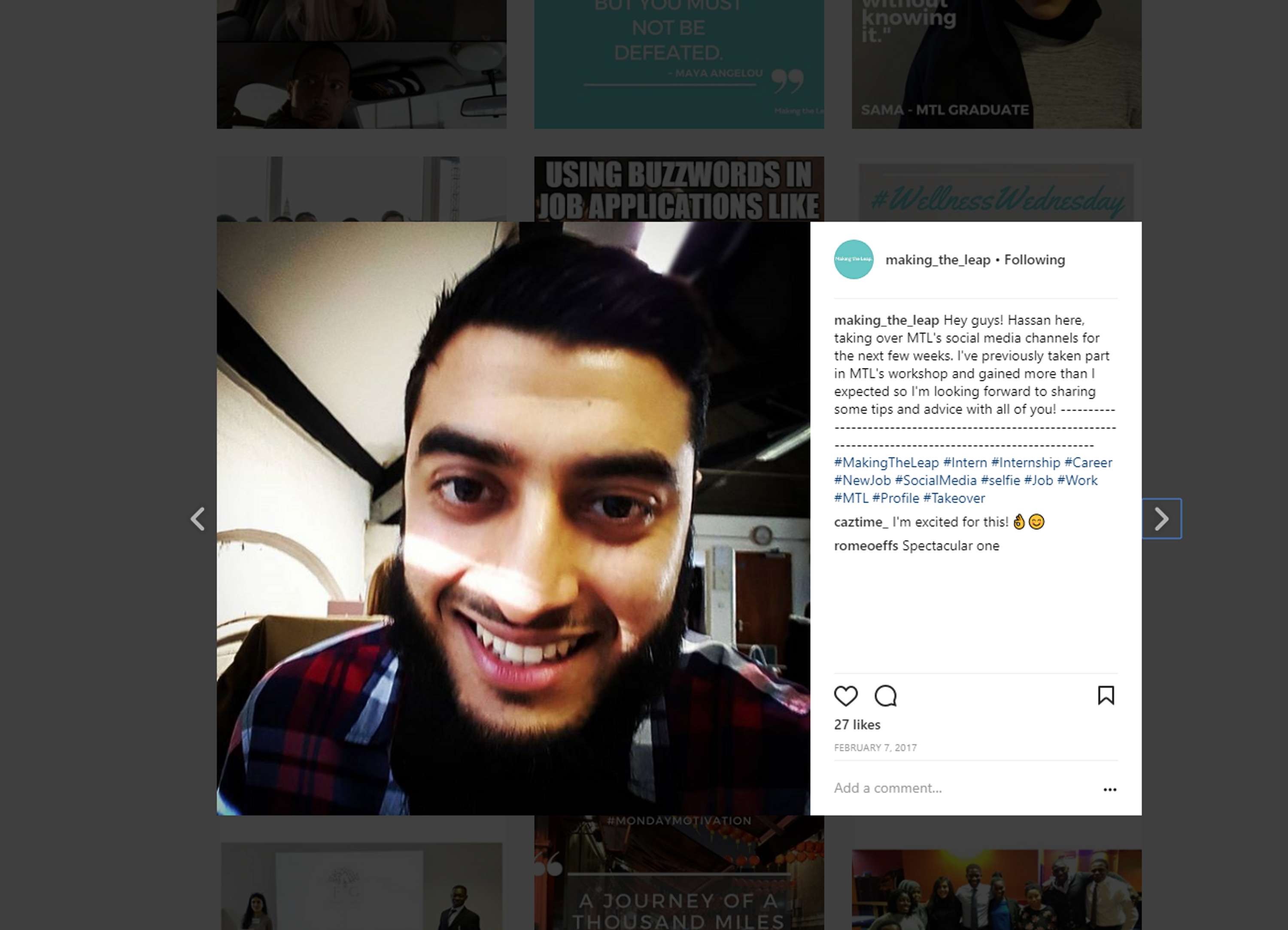 Making The Leap Social Media Internship by Hassan Motiwala