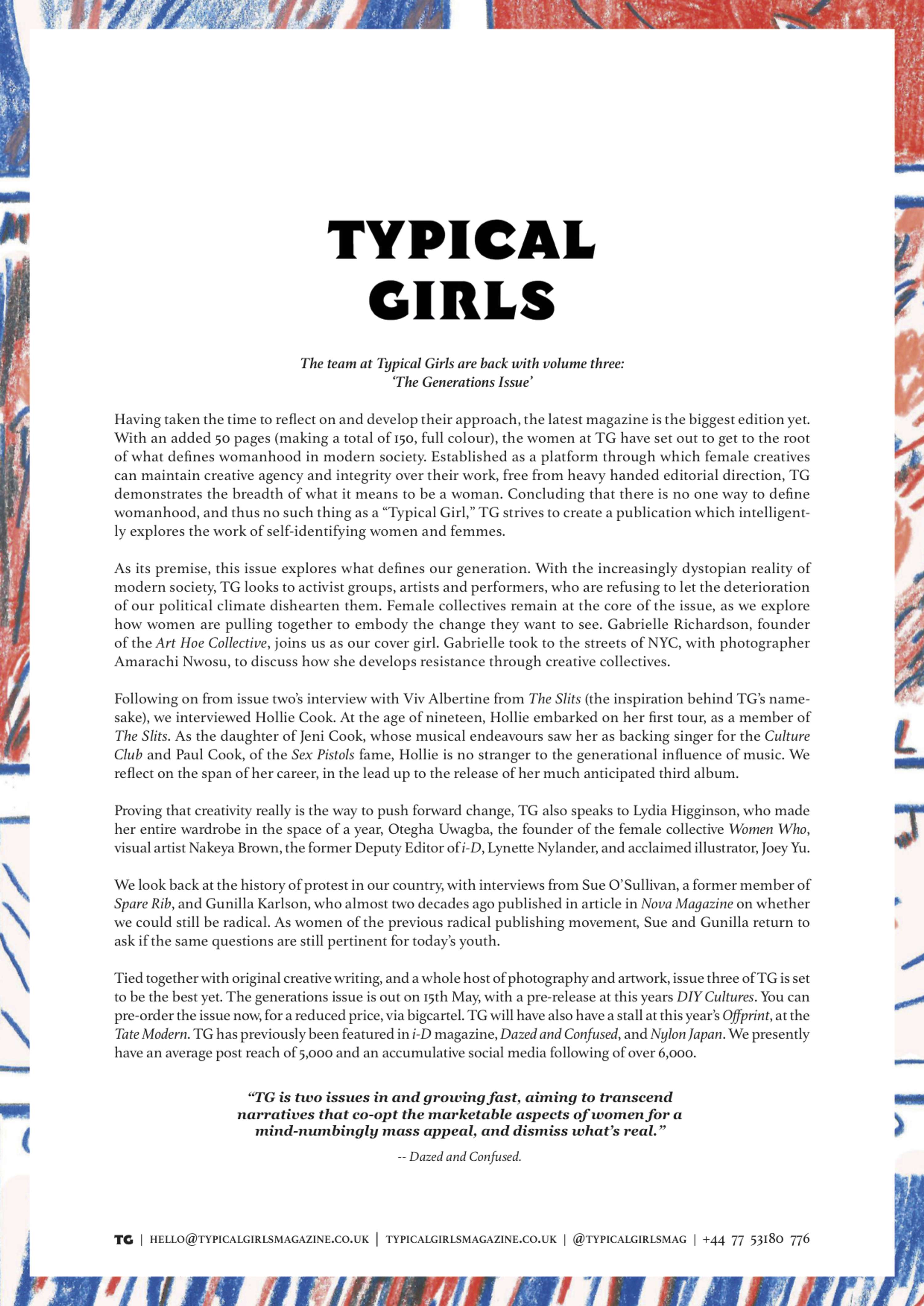 Typical Girls Magazine (Generations) | Editor by Celiya Köster