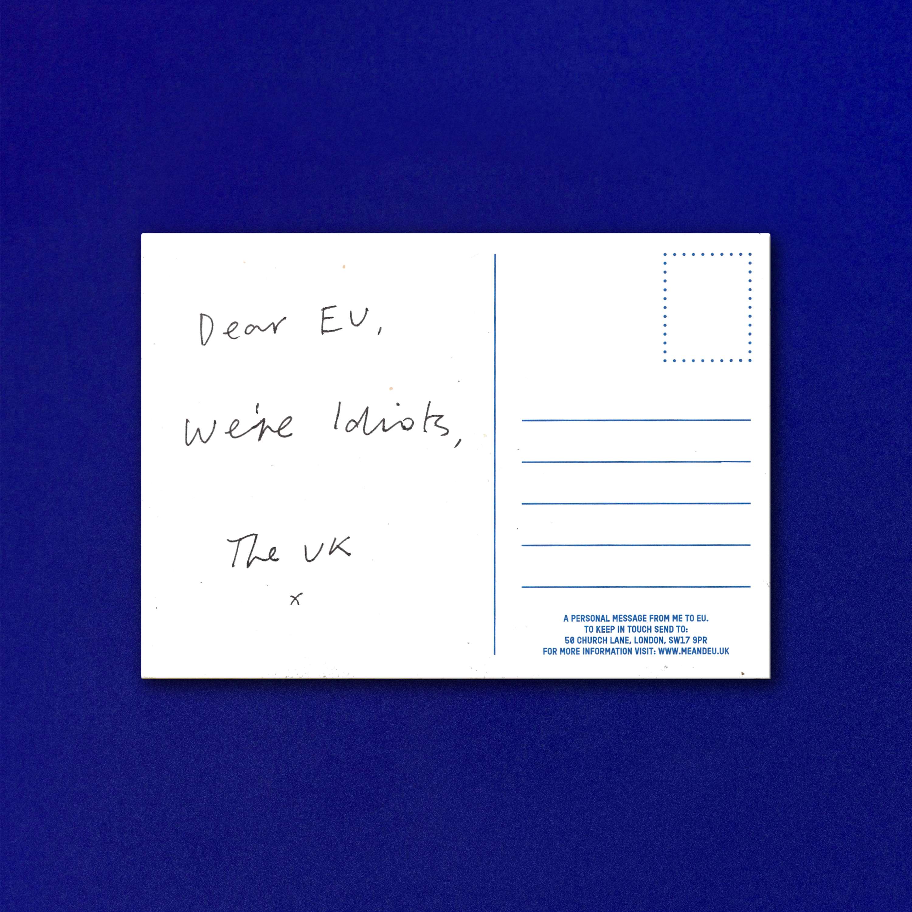 ME & EU POSTCARD by Craig Oldham