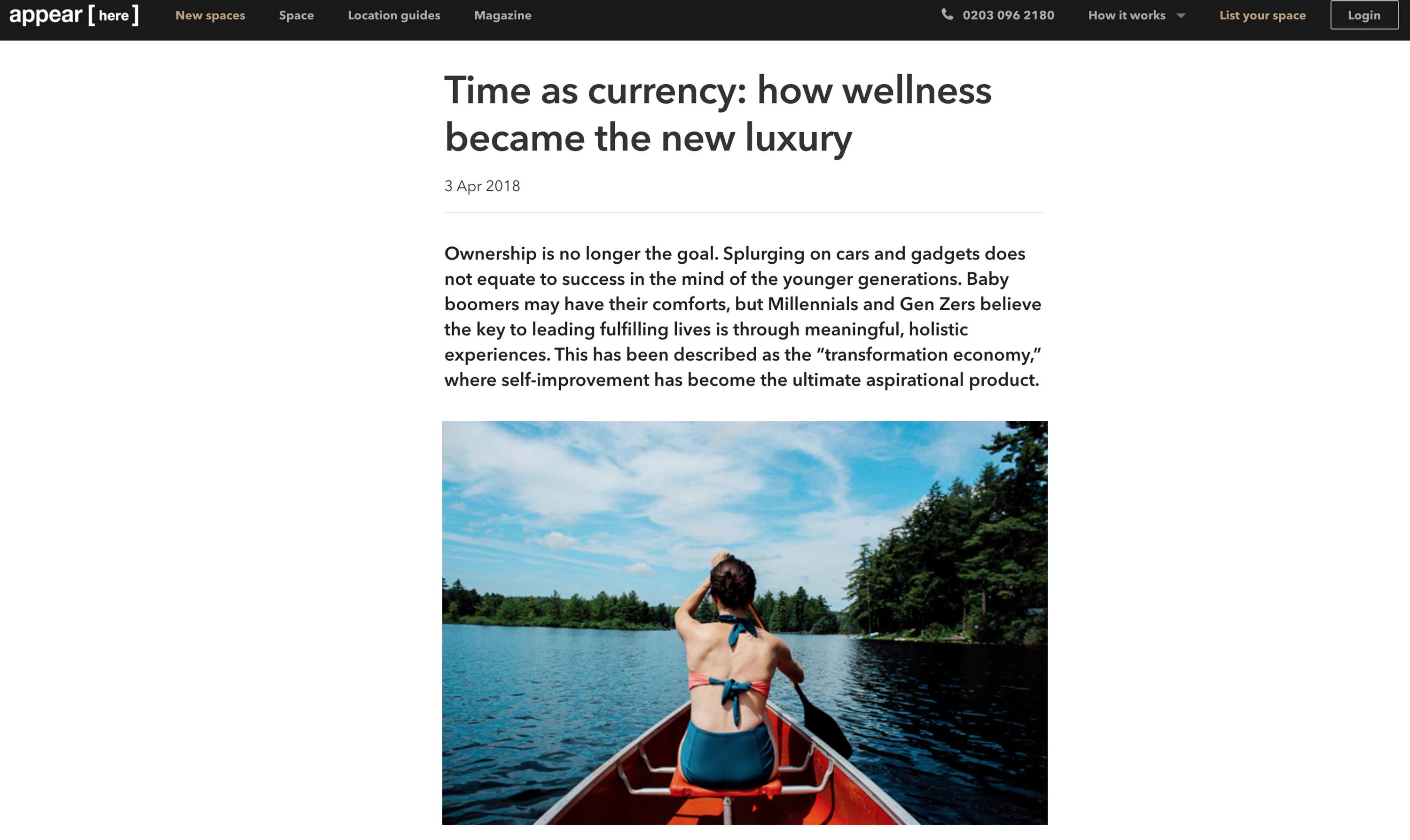 Copywriting for Appear Here by Annabel Herrick