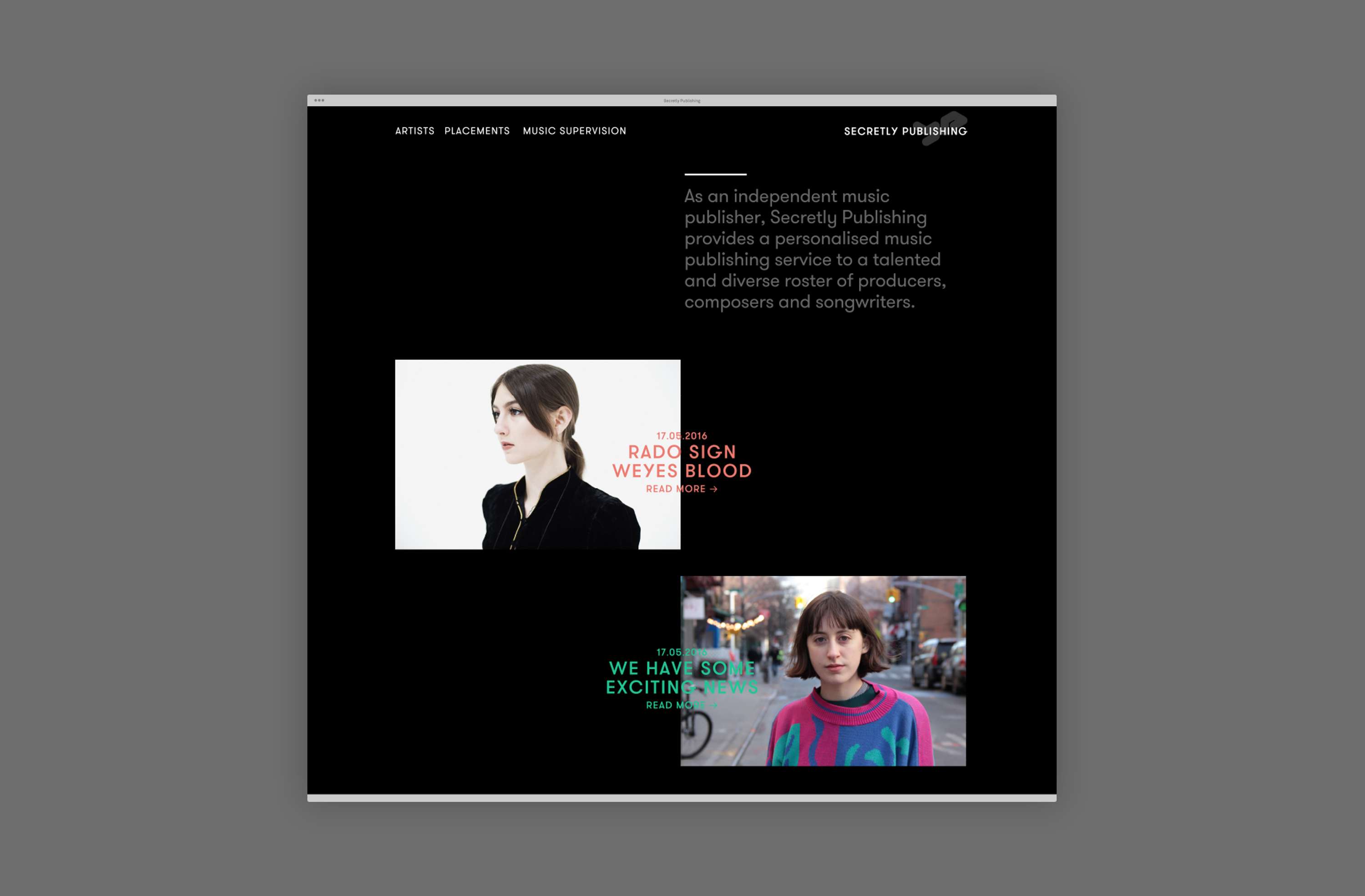 Secretly Publishing Identity & Website by Tristan Palmer