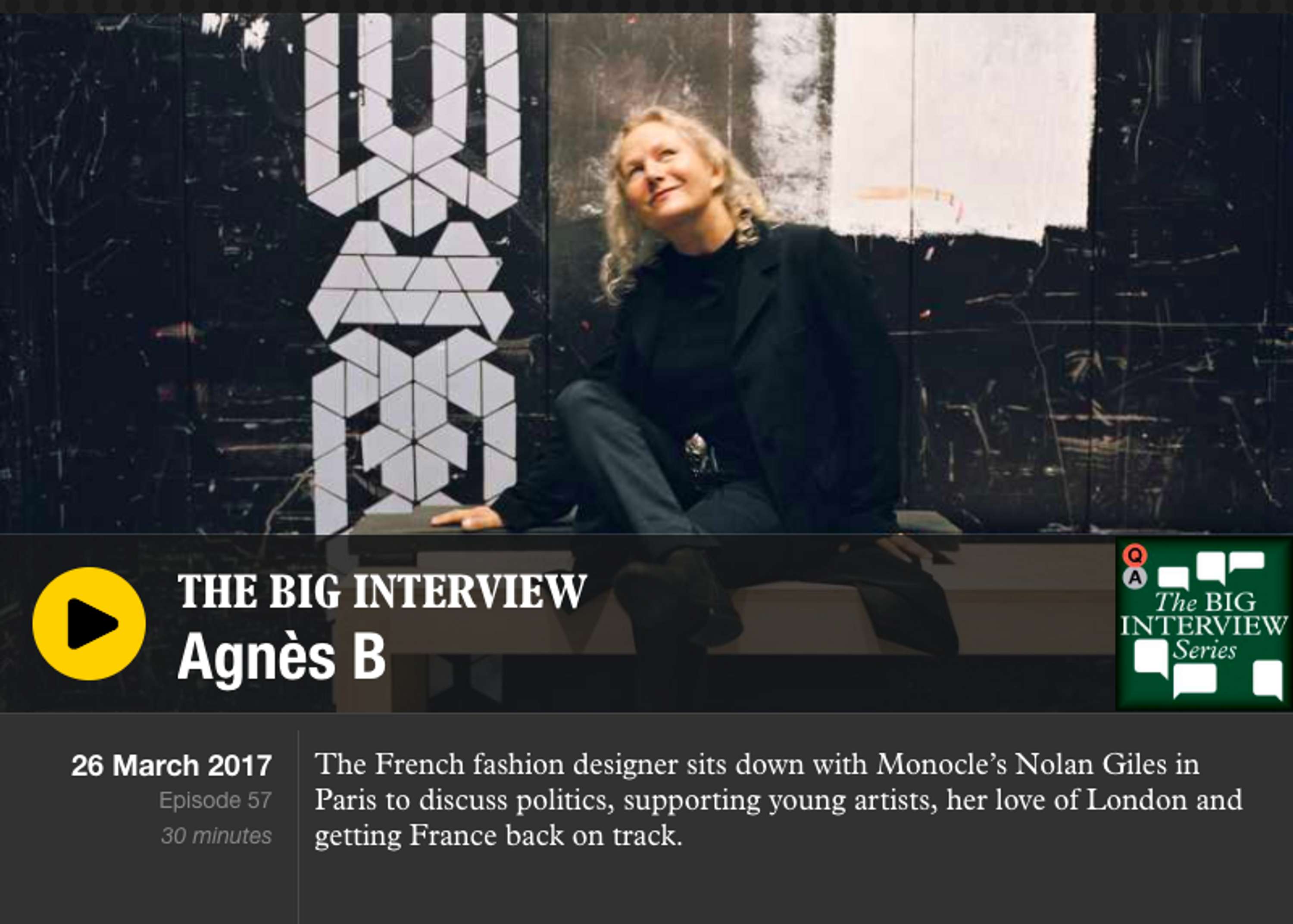 The Big Interview on Monocle 24 by Gaia Lutz