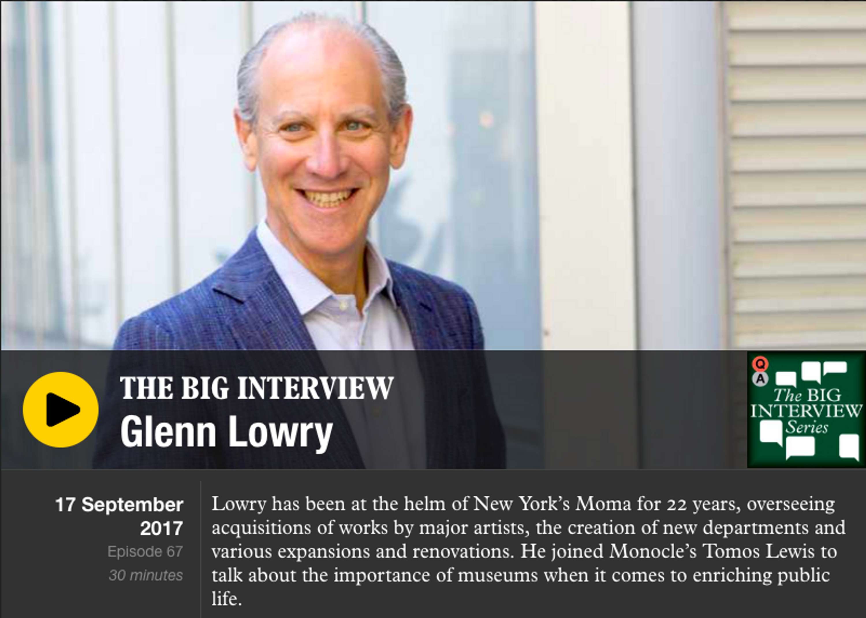 The Big Interview on Monocle 24 by Gaia Lutz
