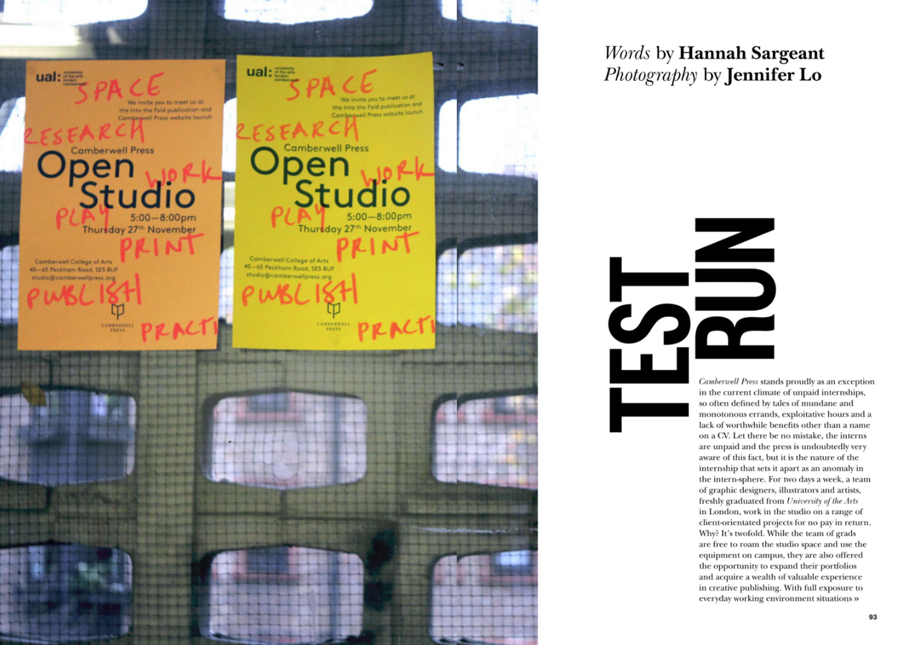 'Test Run' - Intern Magazine - Issue Three by Hannah Sargeant