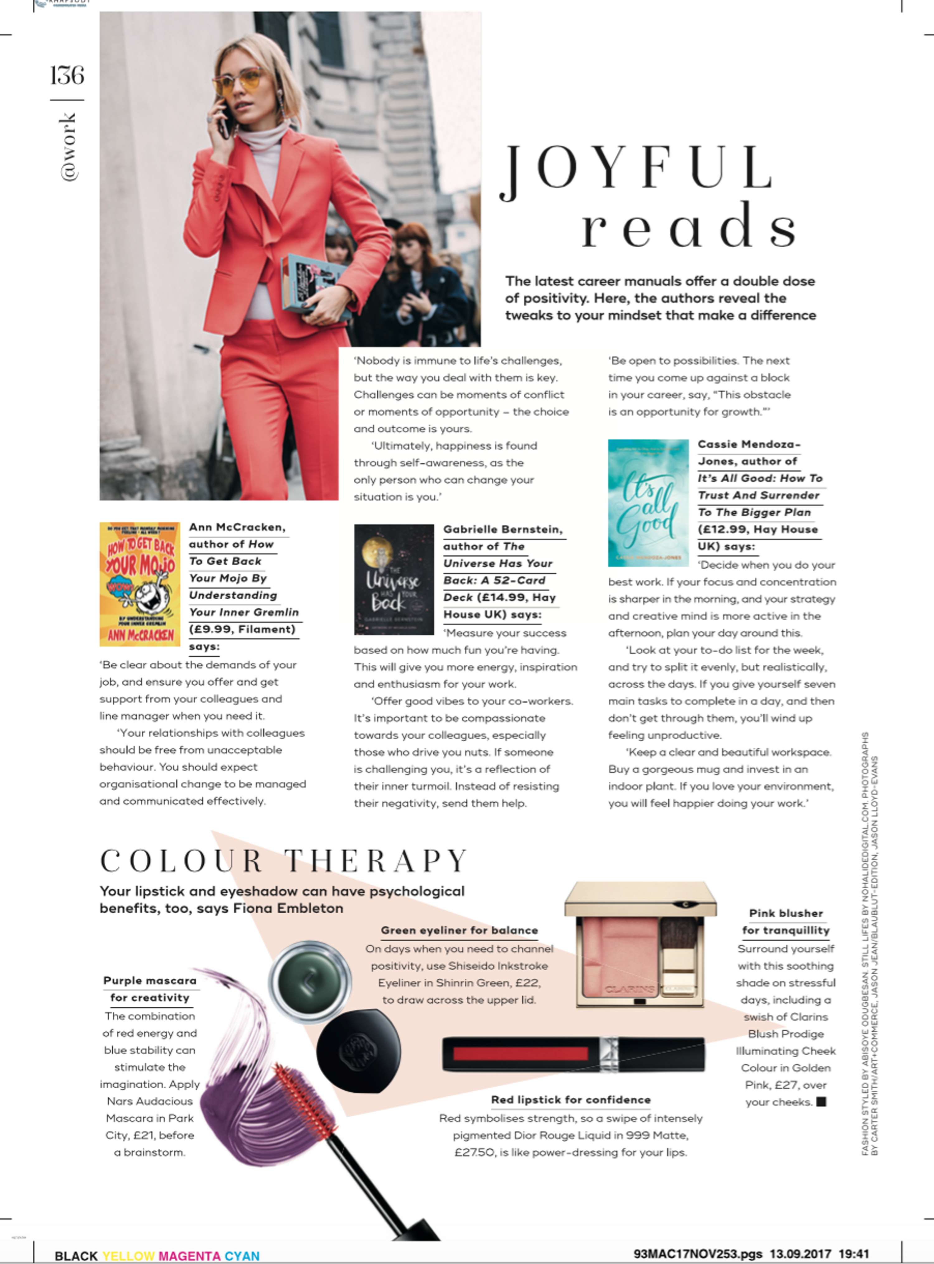 Joyful Reads Feature - Marie Claire Print October edition 2017 by Kiera Chapman