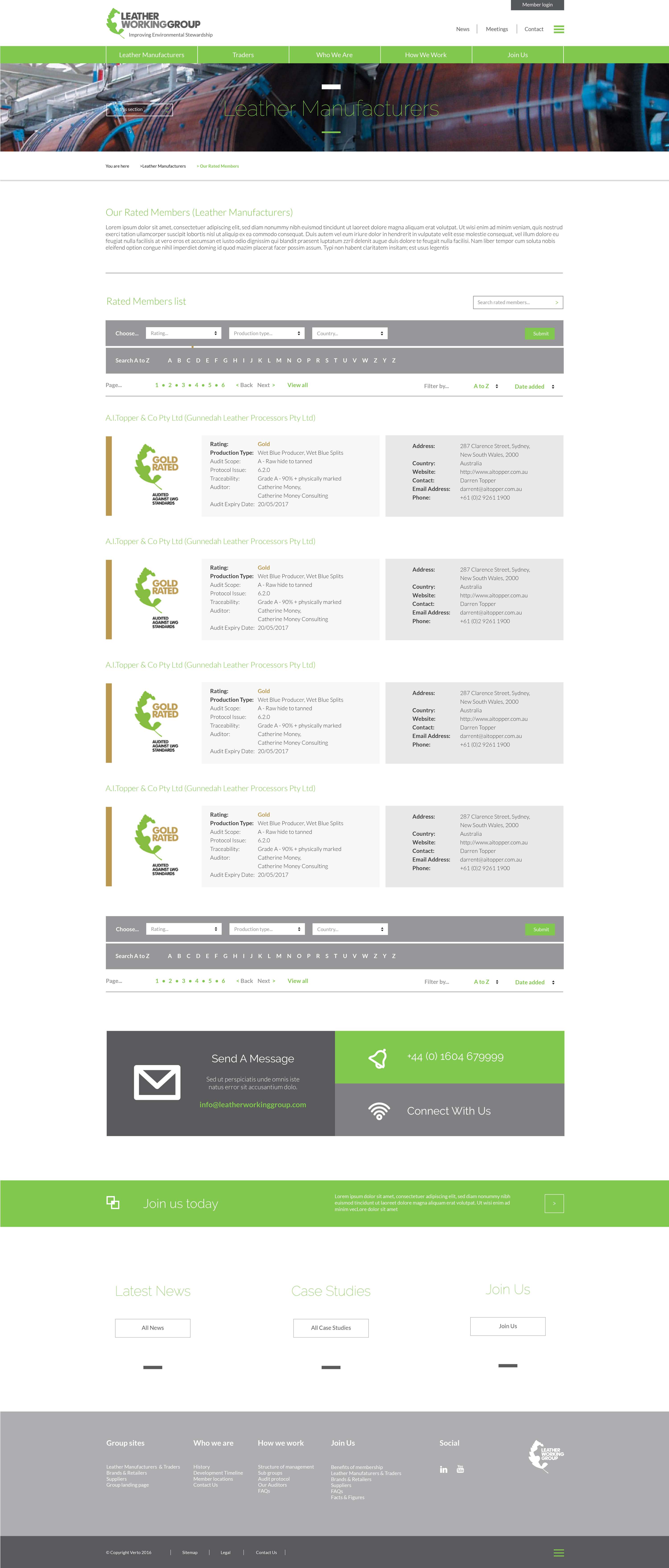 Website Design for Leather Working Group by Aleksandra Jasinska
