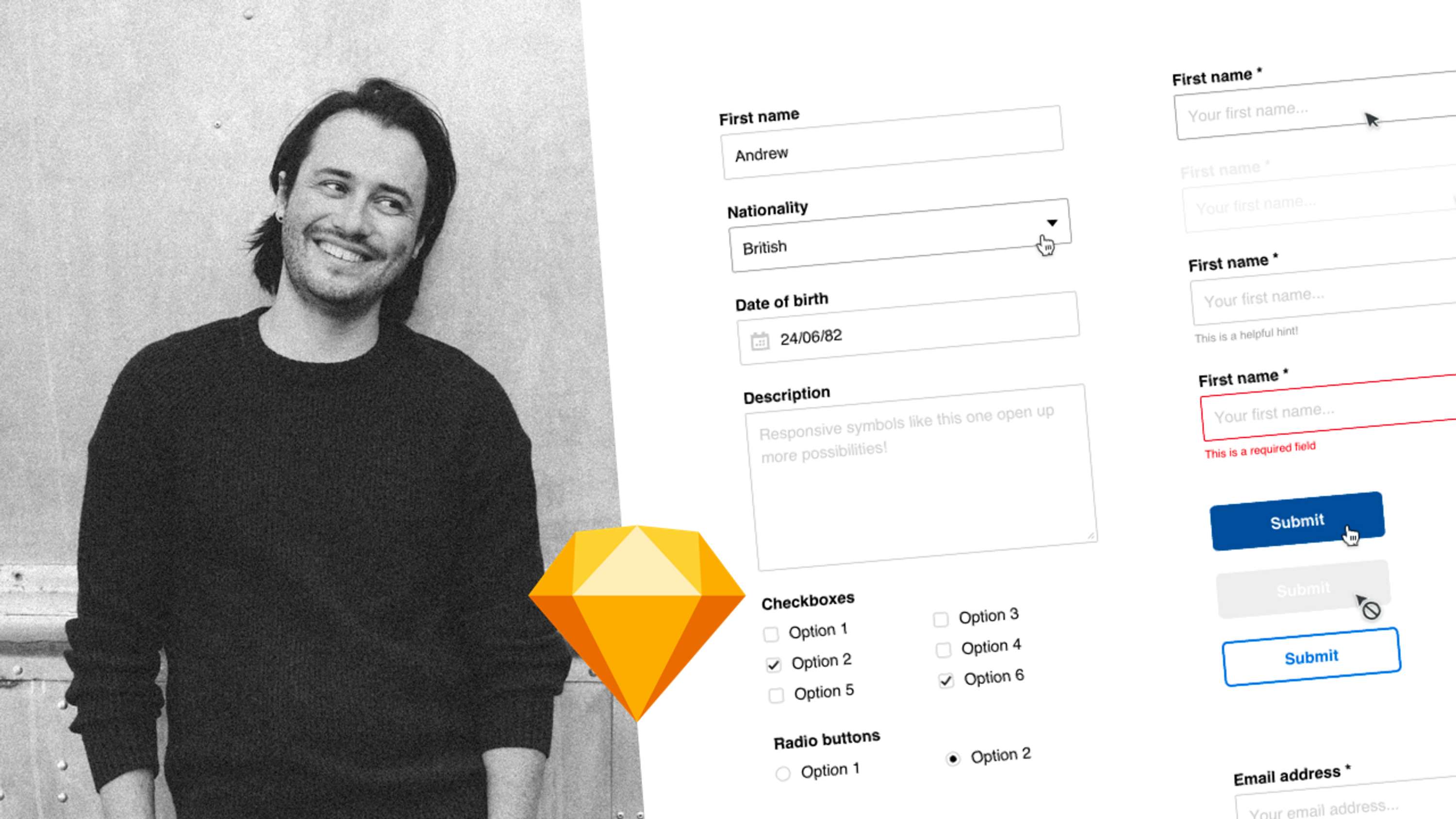 Skillshare class for creating design system components in Sketch by Andrew Couldwell