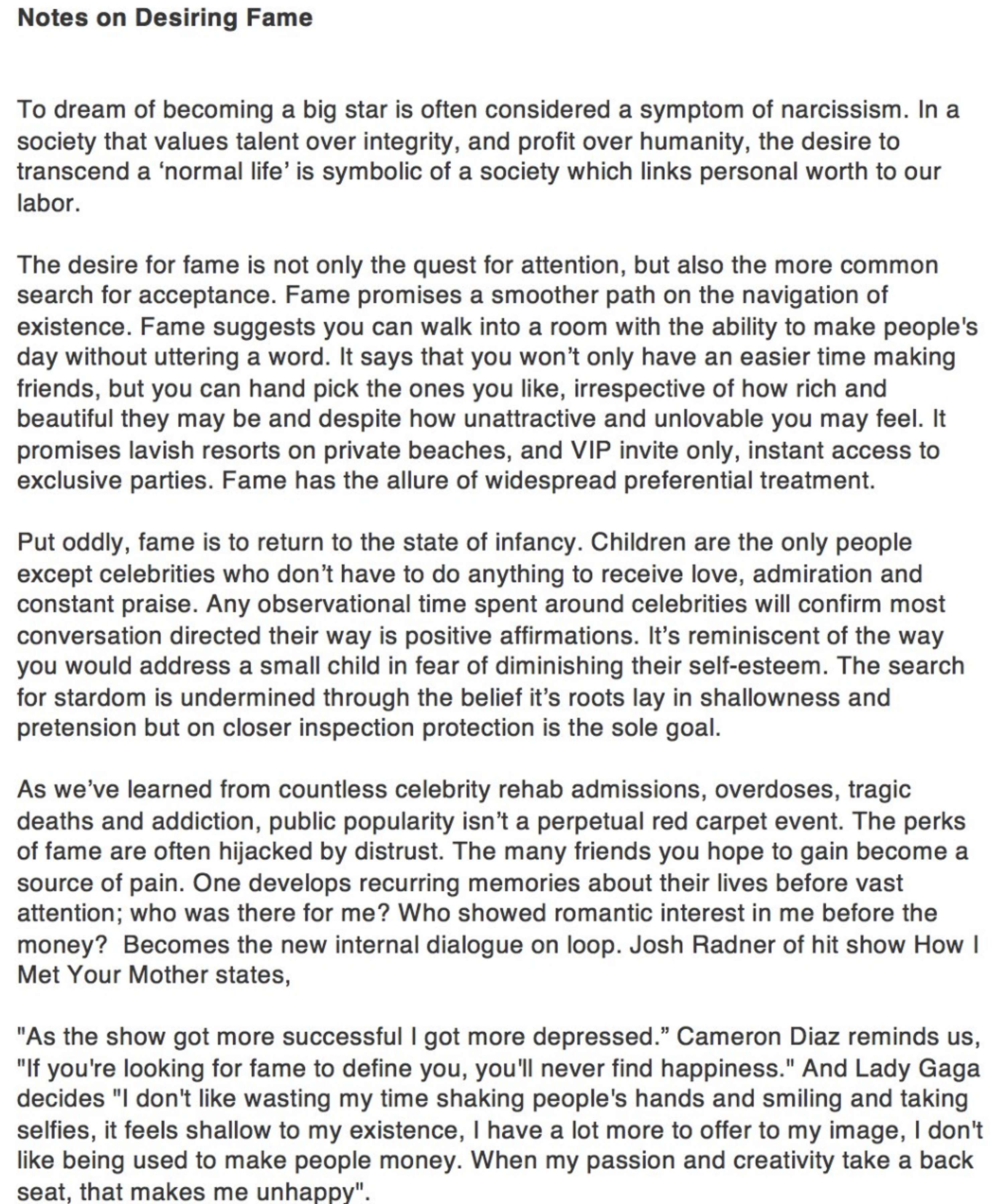 Notes on Desiring Fame, by me by Ayishat Akanbi