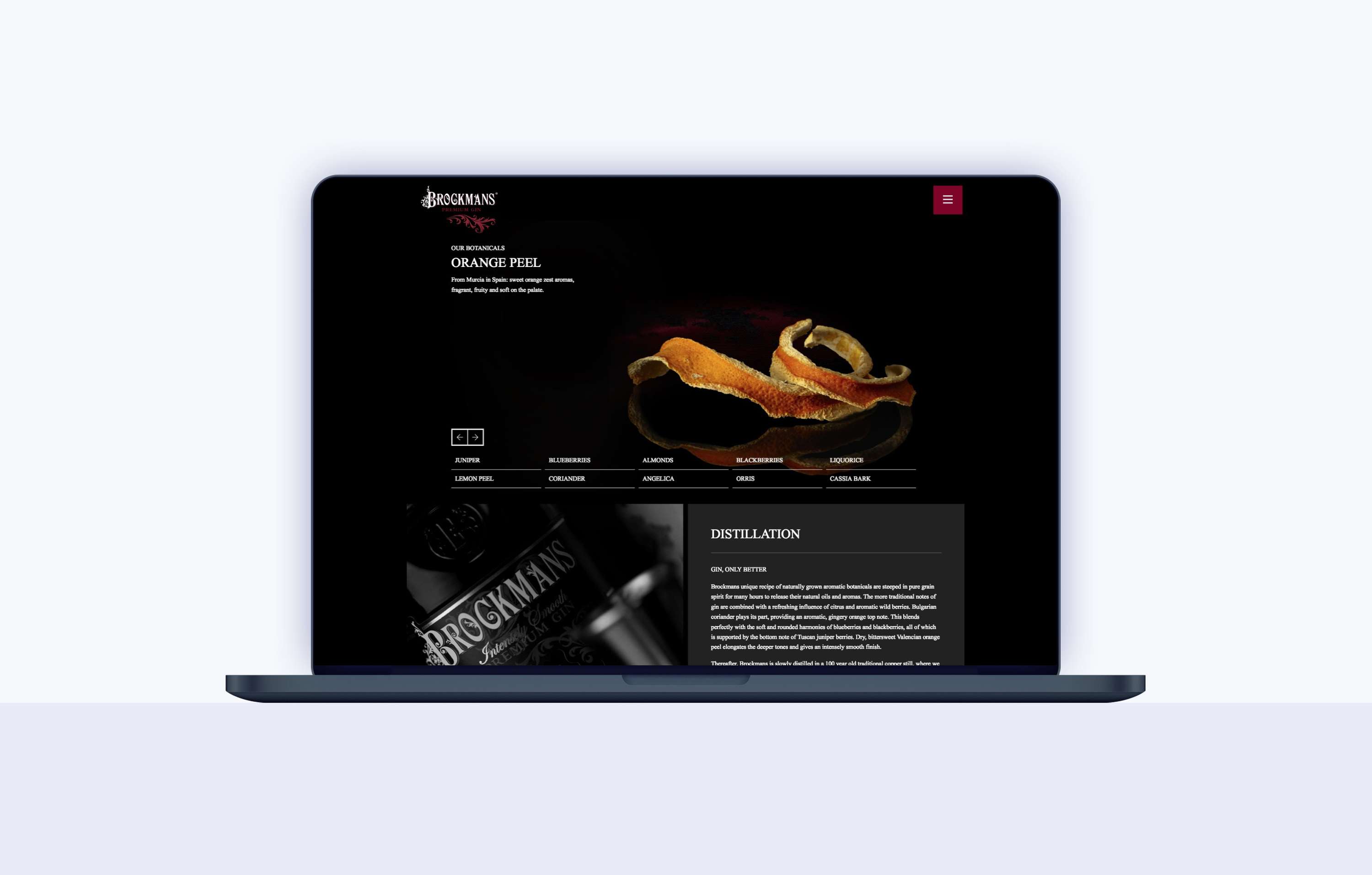 Brockmans Gin website development by Leon Harris