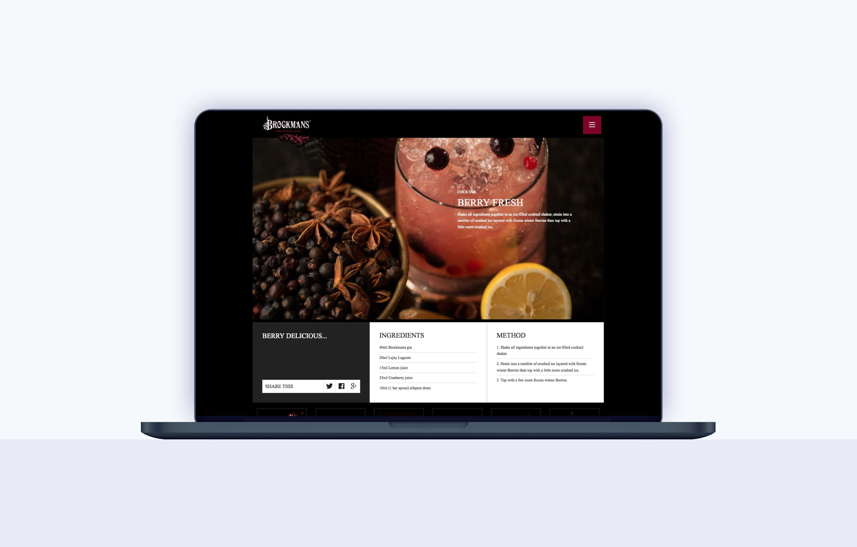 Brockmans Gin website development by Leon Harris