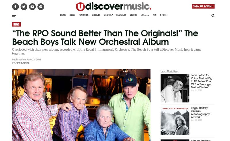 The Beach Boys interview, Udiscover, June 2018 by Jamie Atkins