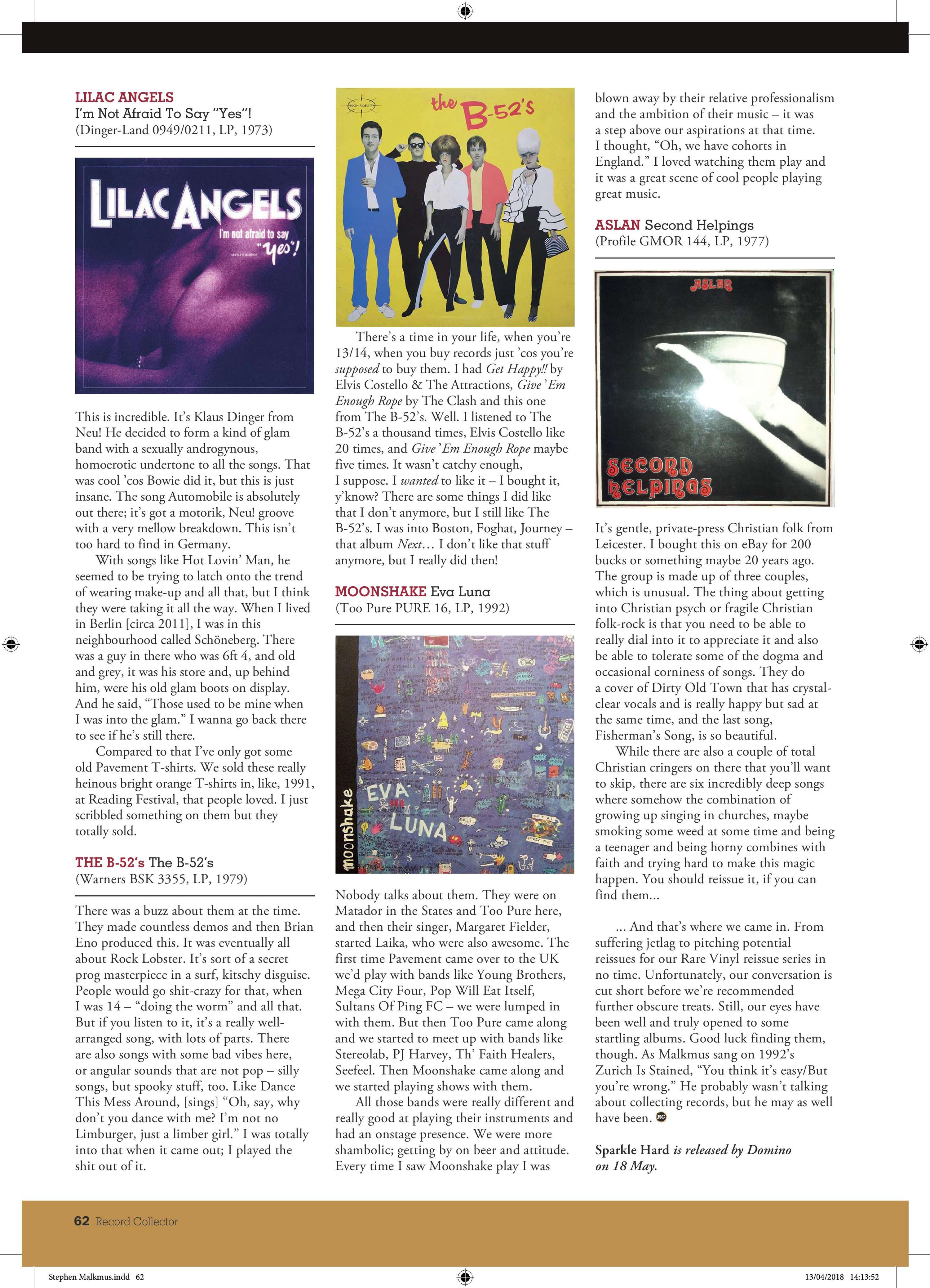 Stephen Malkmus interview, Record Collector, May 2018 by Jamie Atkins