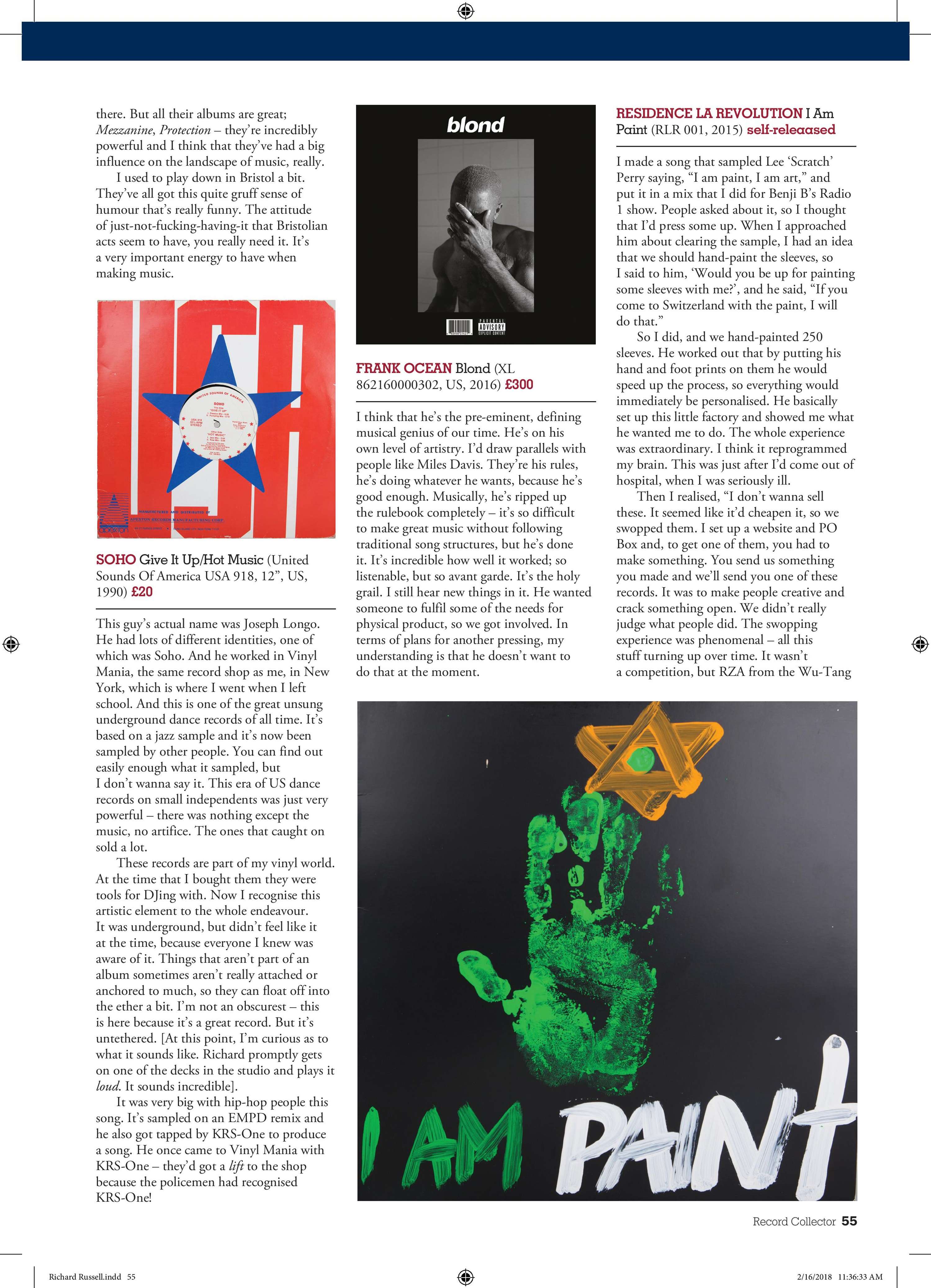 Richard Russell interview, Record Collector, March 2018 by Jamie Atkins