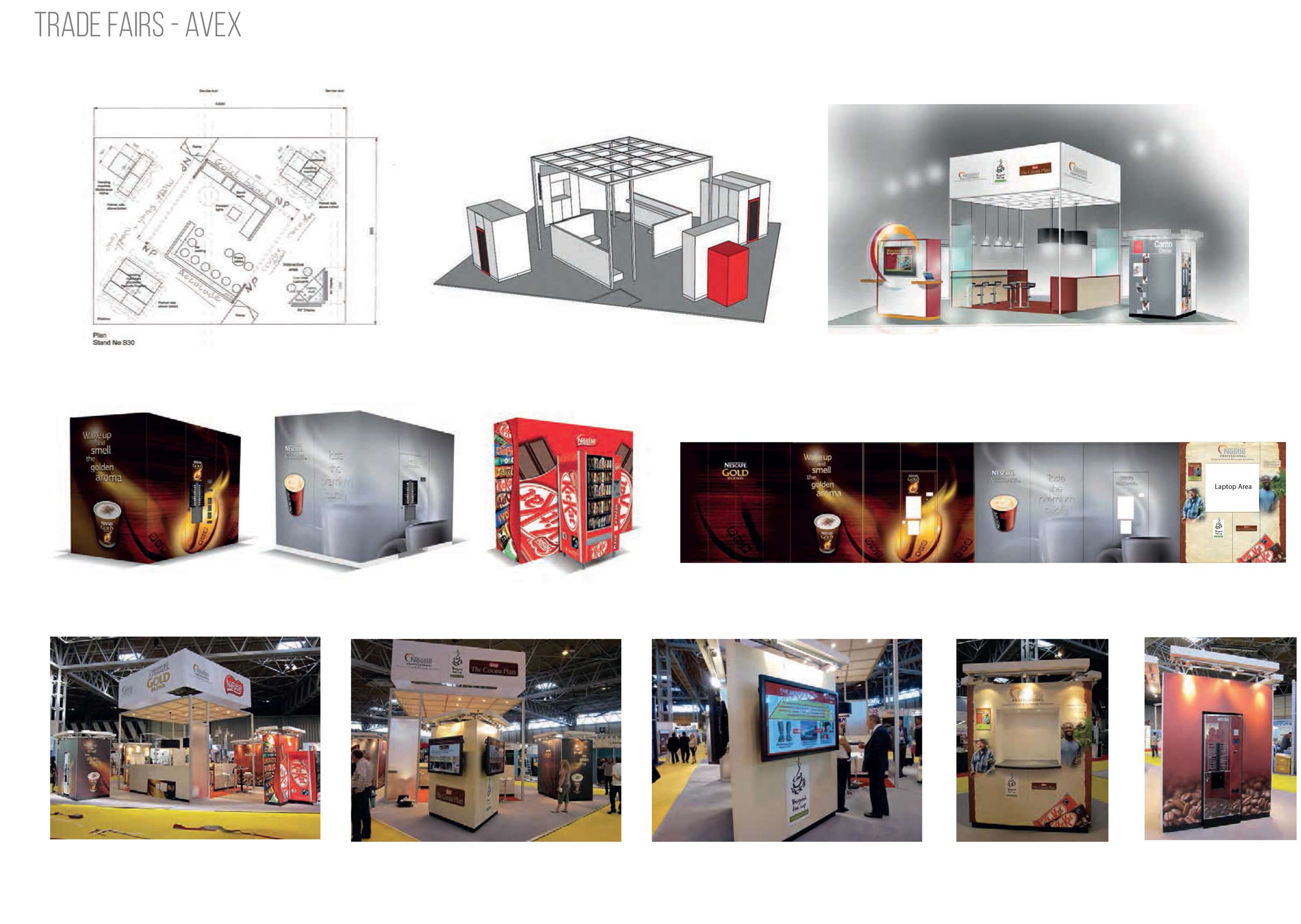 Trade Fairs - Project management, design/ artwork, visualisation, on site VM & installation by Tom Green