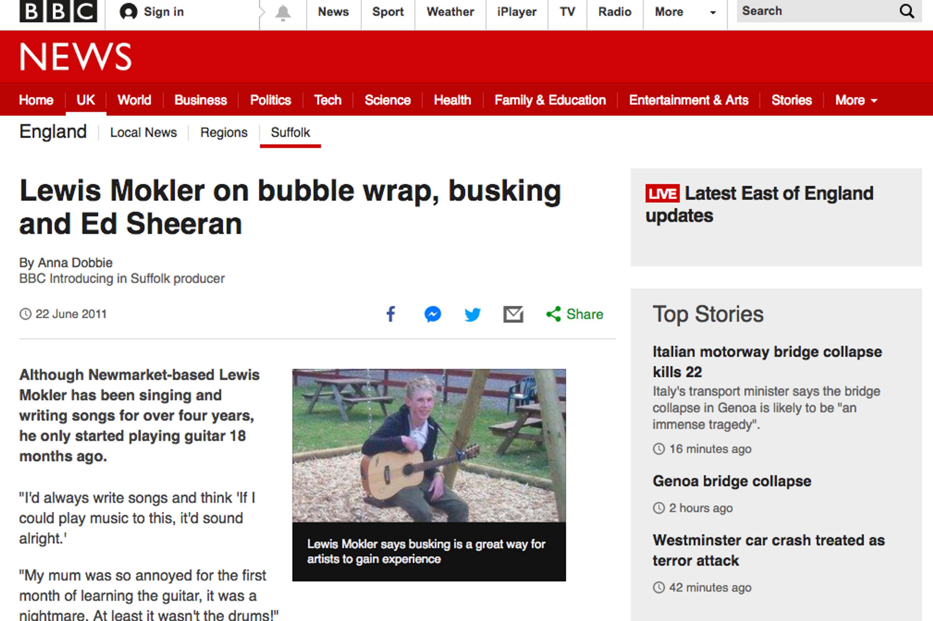 BBC Introducing Suffolk: Lewis Mokler by Anna Dobbie