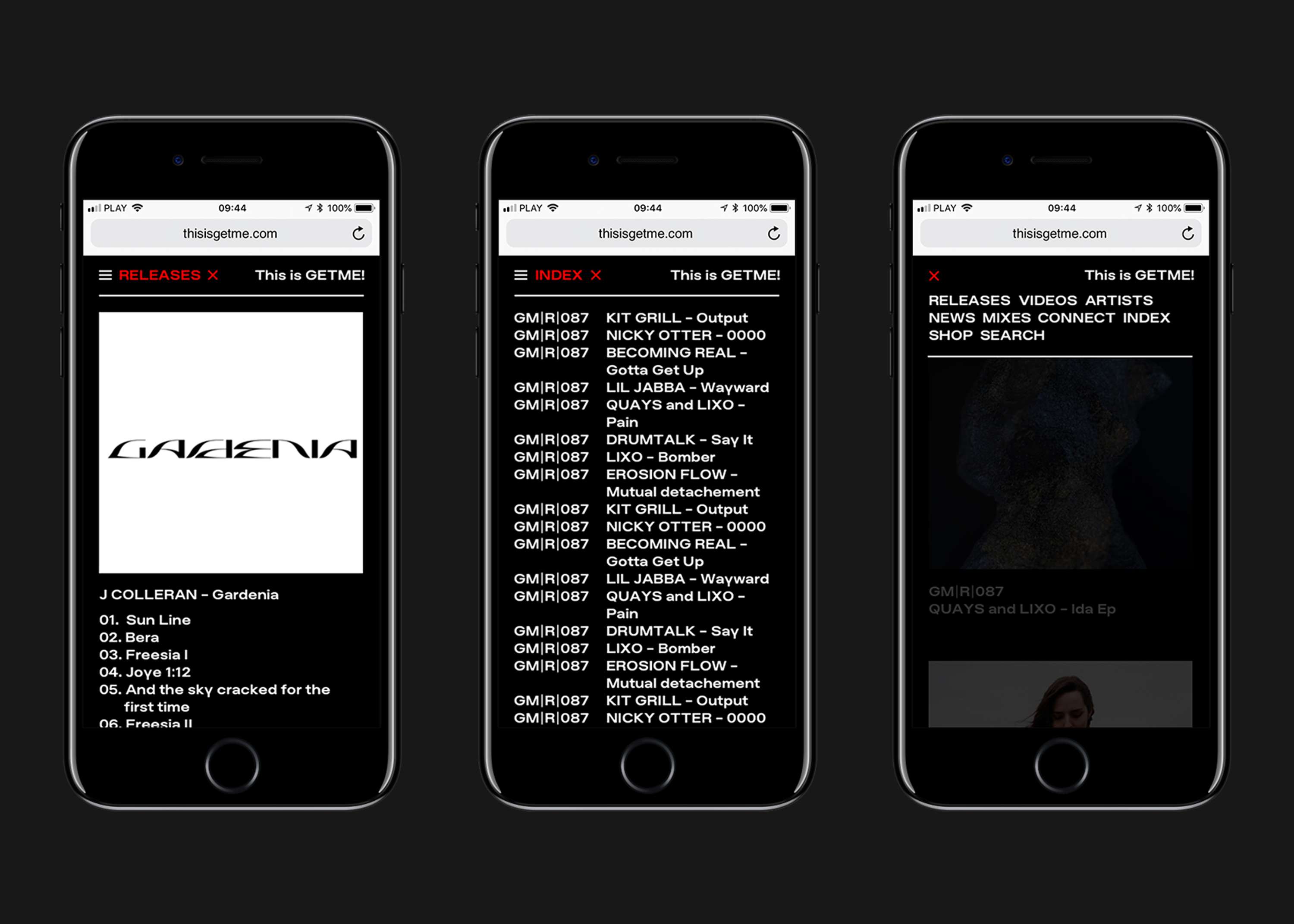 GETME! – informational website for London based electronic music record label. by Marek Czyz