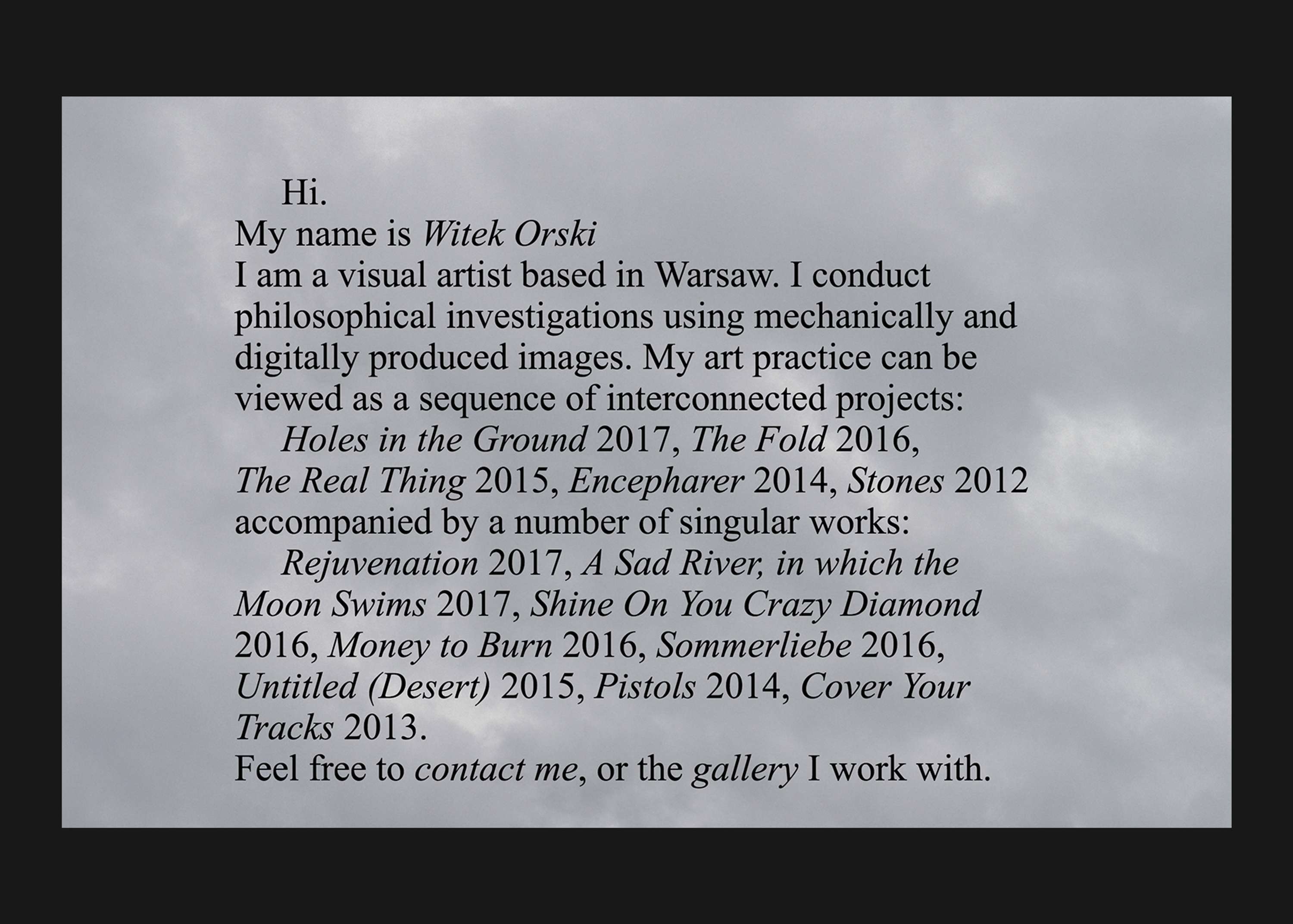 WITEK ORSKI – website for a recognizable Warsaw based digital visual artist. by Marek Czyz