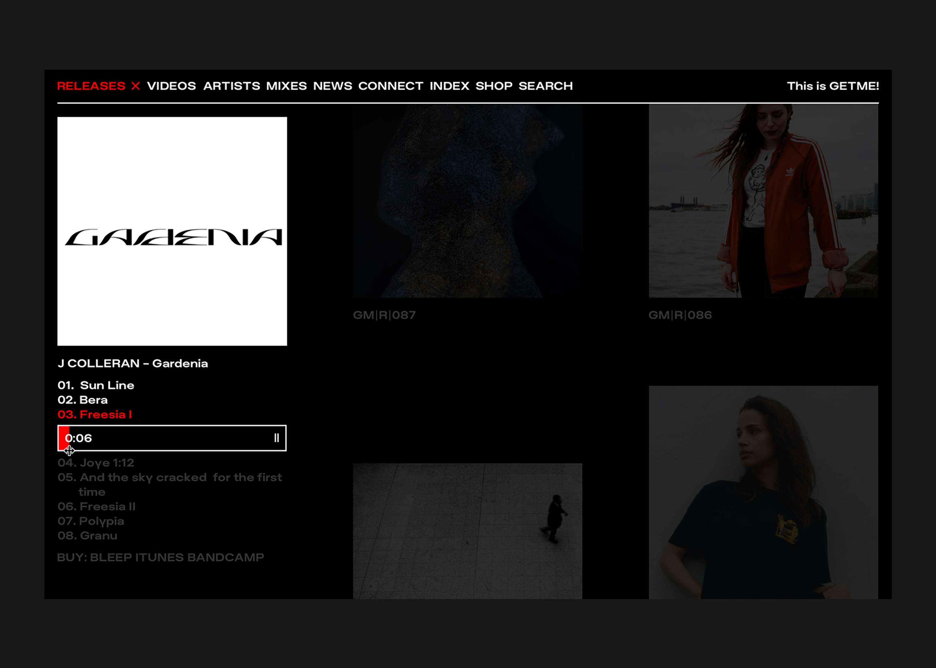 GETME! – informational website for London based electronic music record label. by Marek Czyz